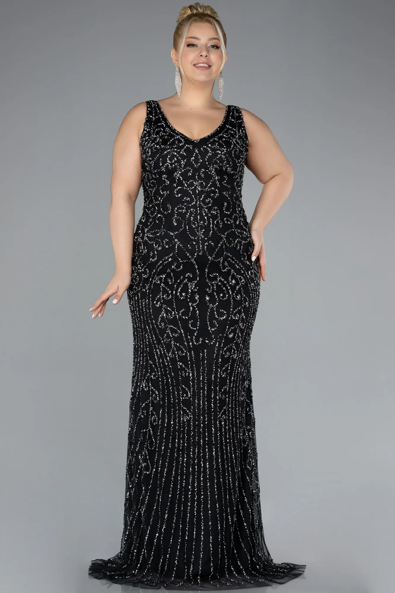 Sleeveless Stoned Long Plus Size Prom Gown ABU4008