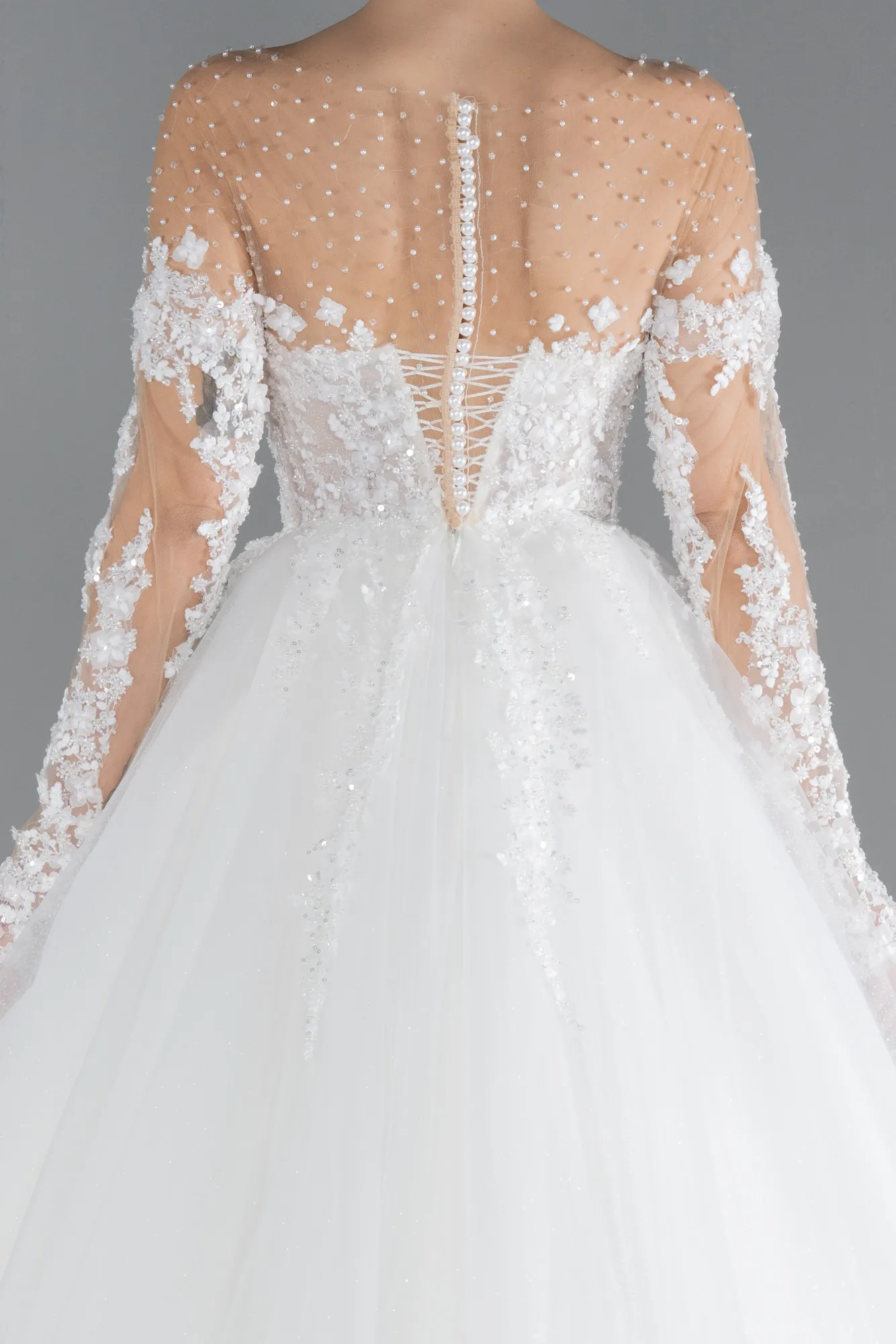 Laced Long Sleeve Princess Wedding Dress ABG036