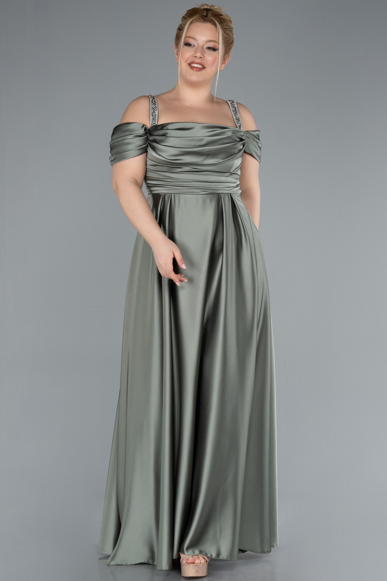 Long Satin Plus Size Evening Dress ABU3277