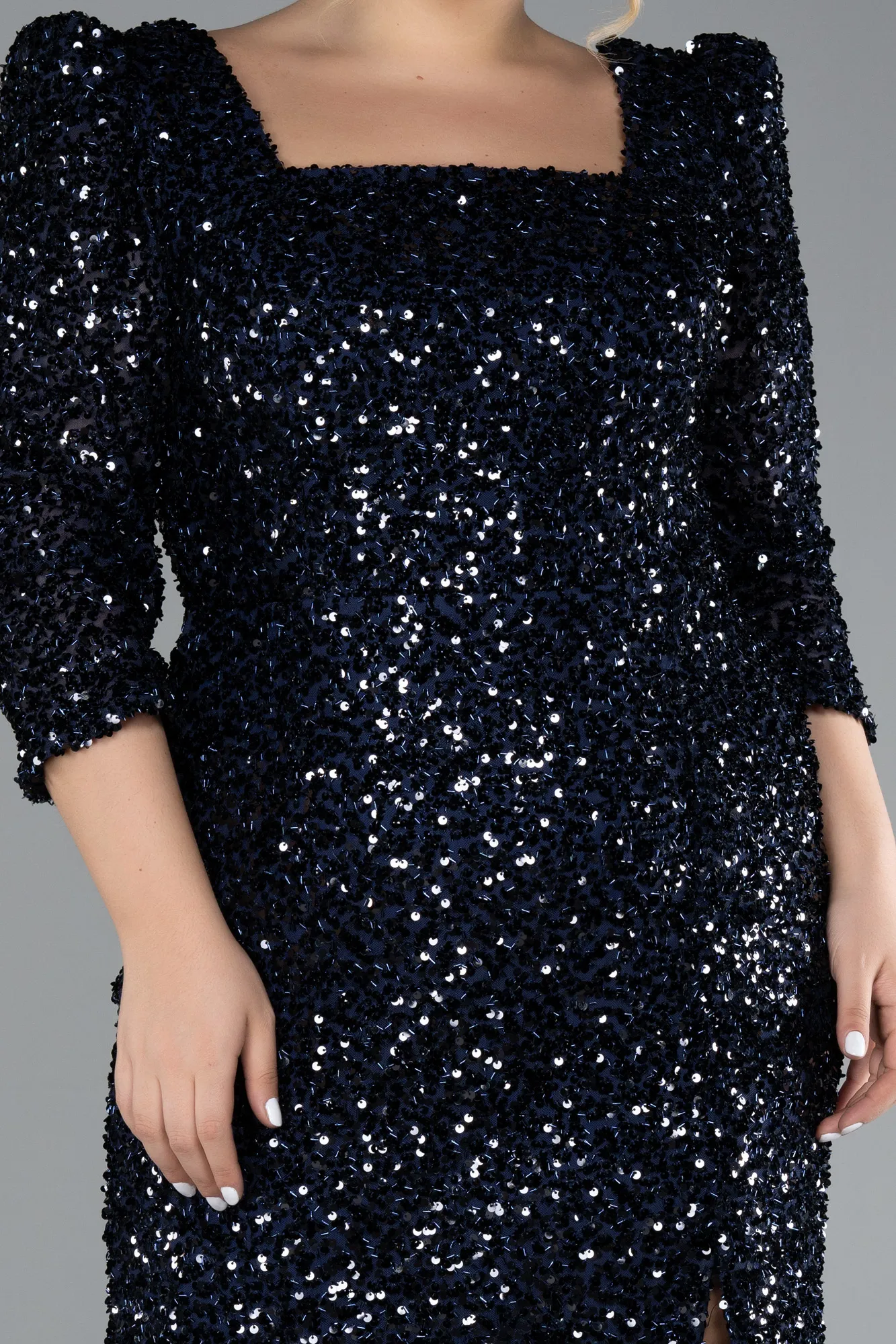 Short Sleeve Midi Scaly Evening Dress ABK2172