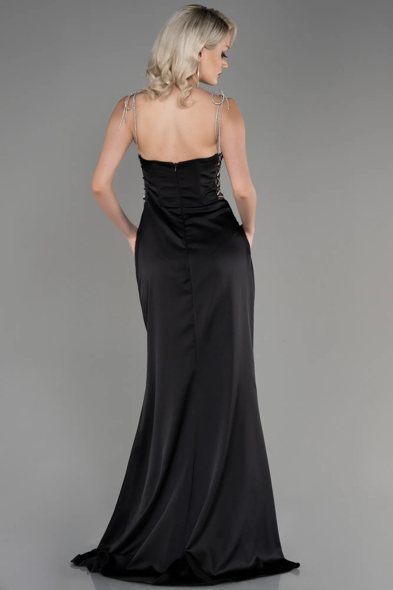 Strapless Slit Long Satin Evening Dress ABU3866