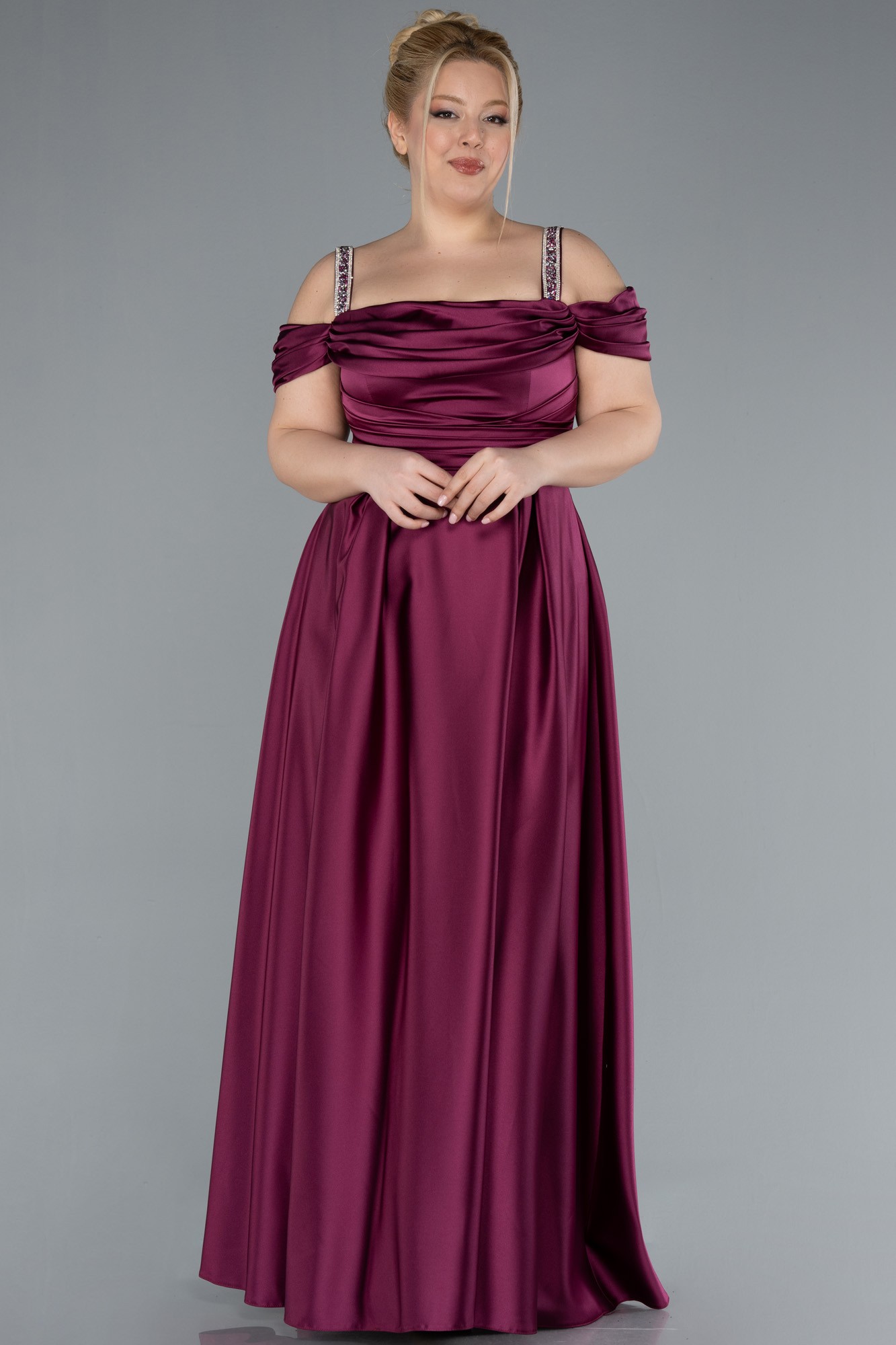 Long Satin Plus Size Evening Dress ABU3277