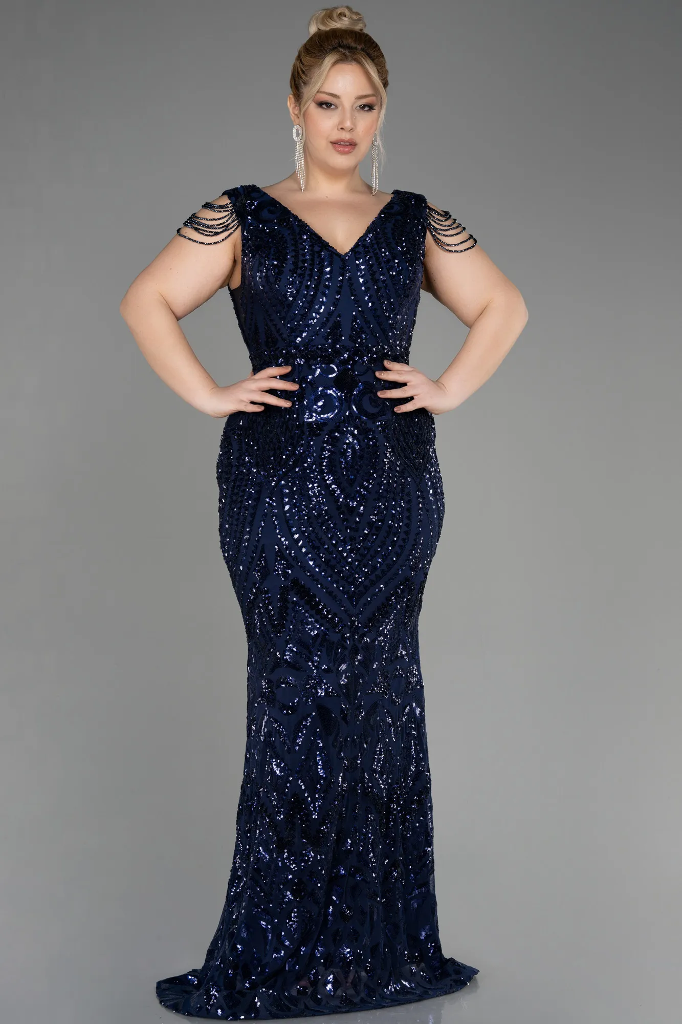 Long Scaly Plus Size Evening Dress ABU3845