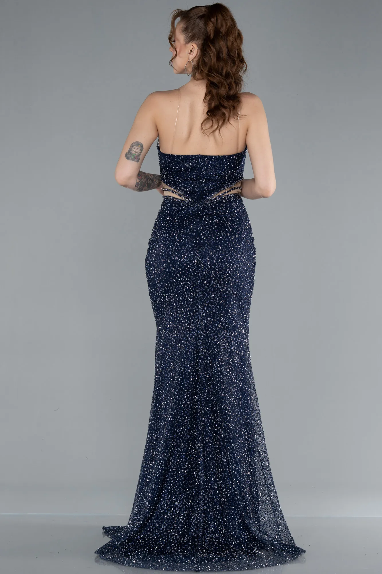 Strapless Slit Long Stone Special Design Evening Gown ABU4704