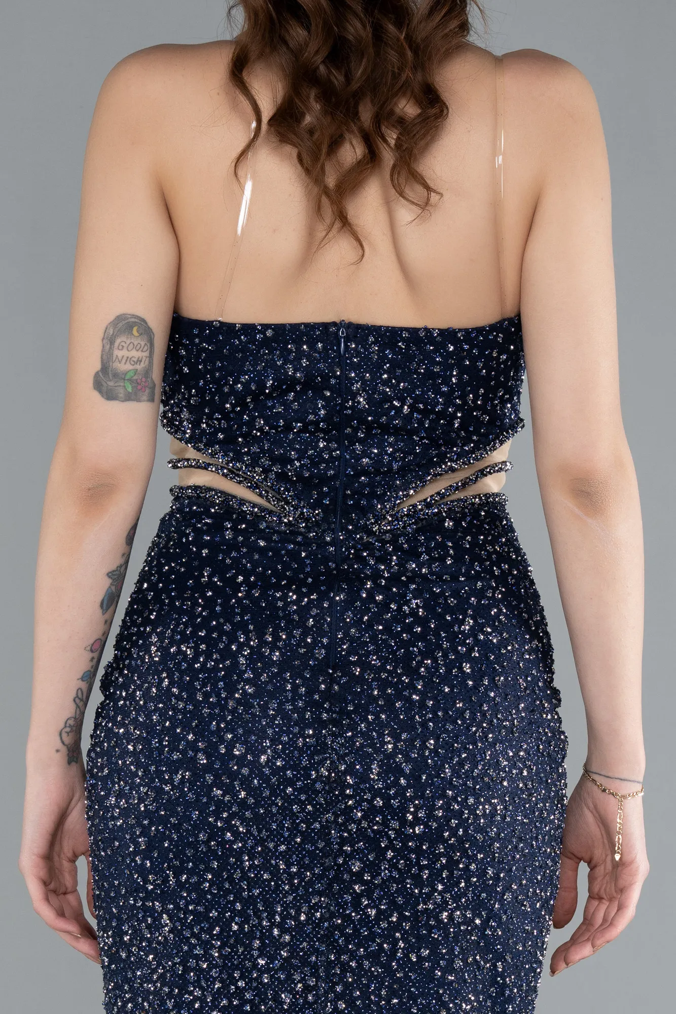 Strapless Slit Long Stone Special Design Evening Gown ABU4704