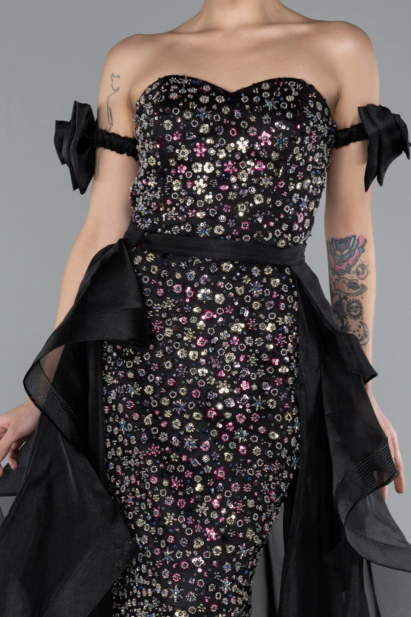 Strapless Stone Tailed Long Special Design Evening Gown ABU4538