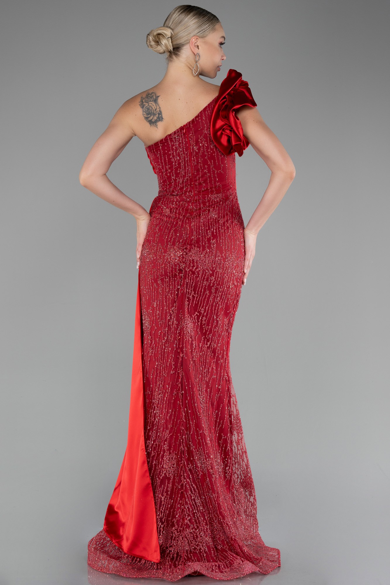 One Shoulder Glitter Long Evening Gown ABU4059