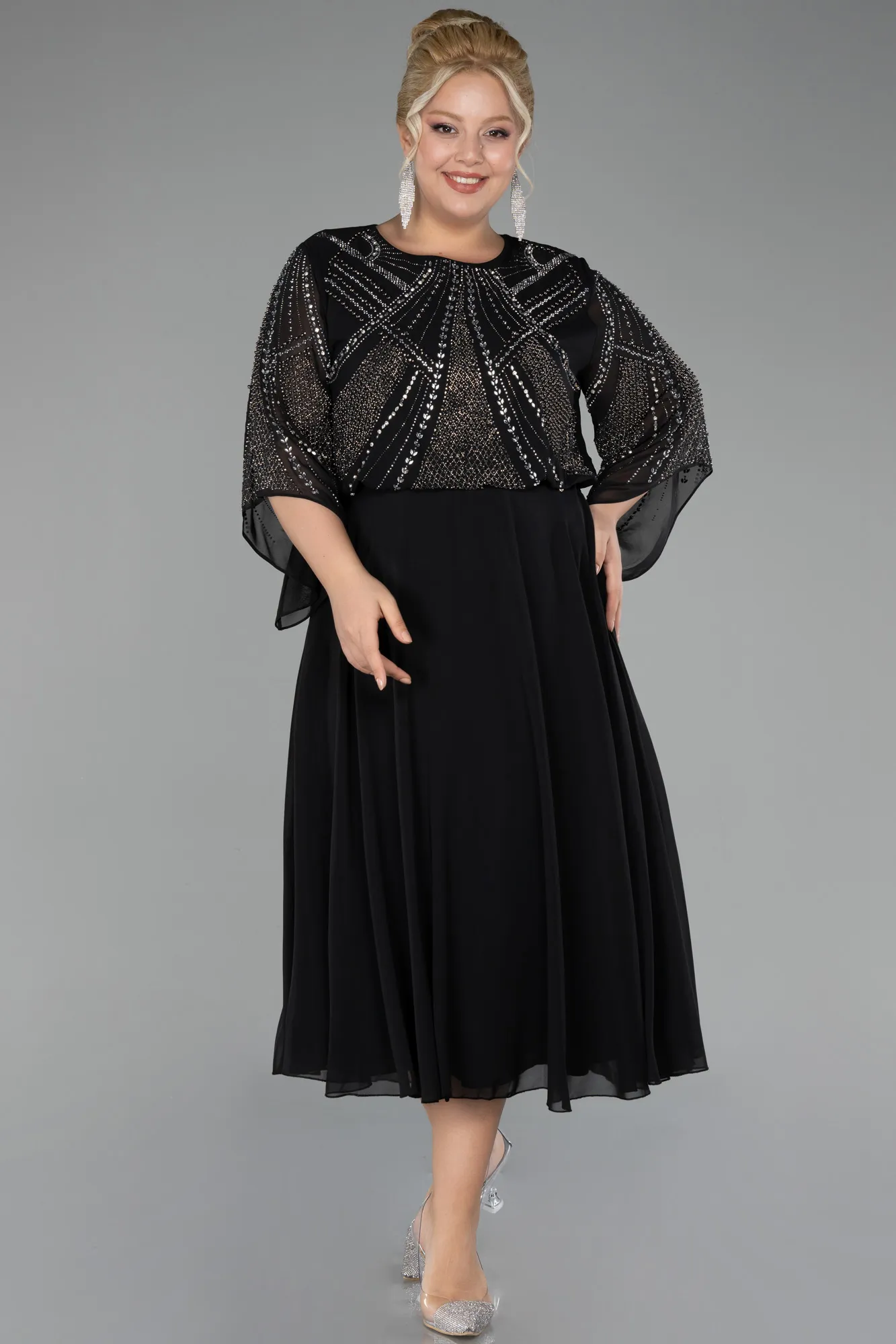 Midi Chiffon Plus Size Evening Dress ABK2144