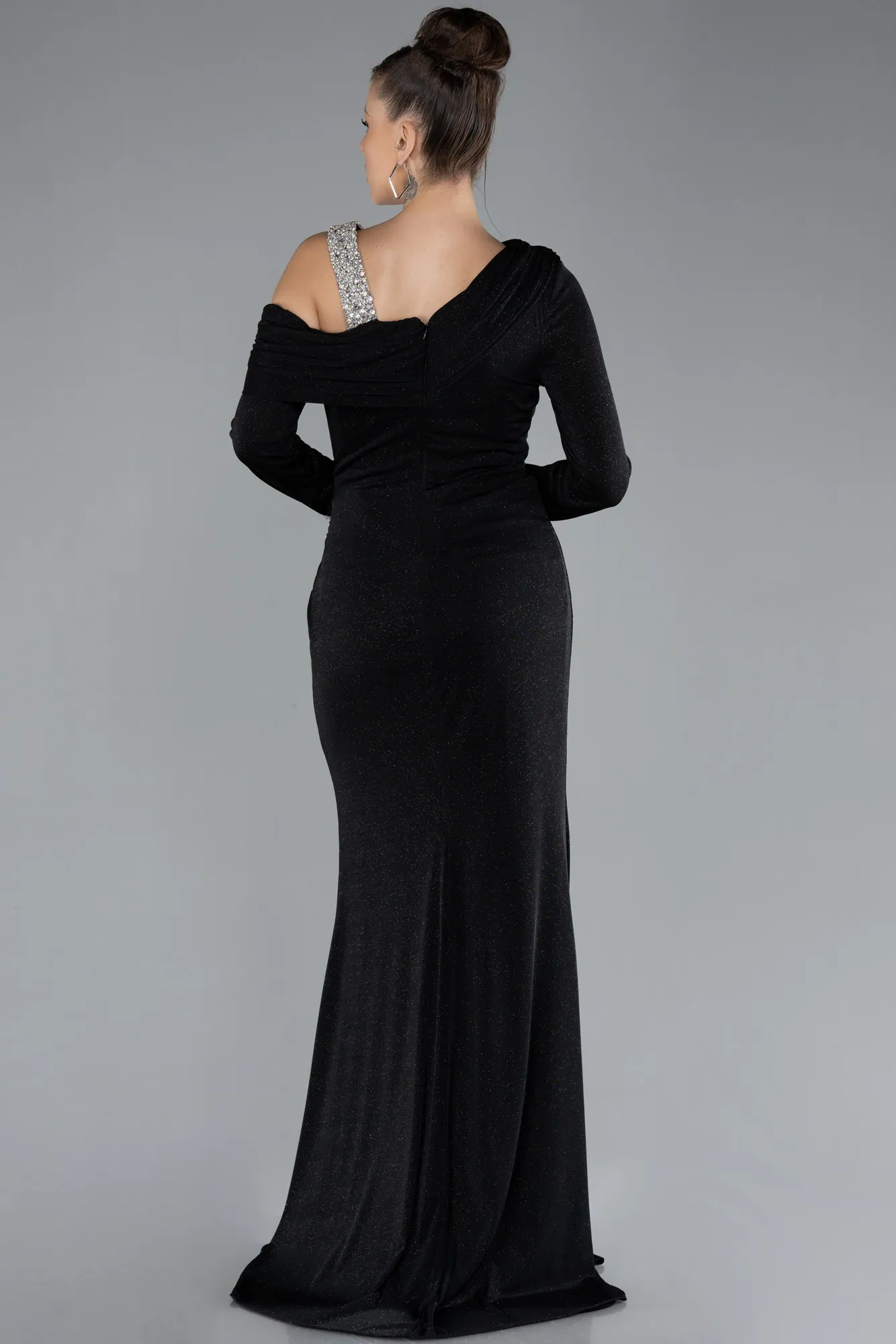 Long Sleeve Slit Glitter Evening Dress ABU4328