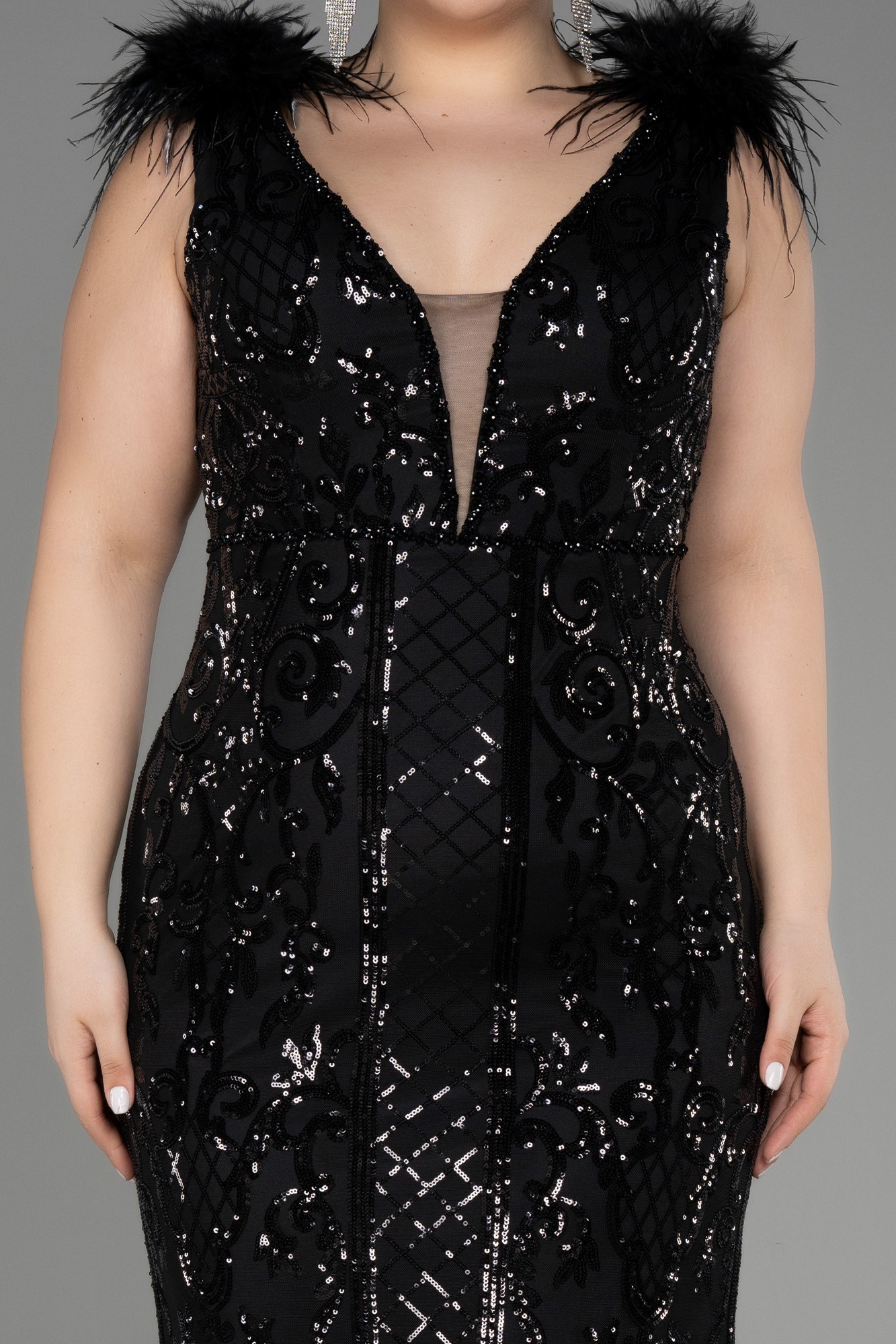 Long Scaly Plus Size Engagement Dress ABU3671