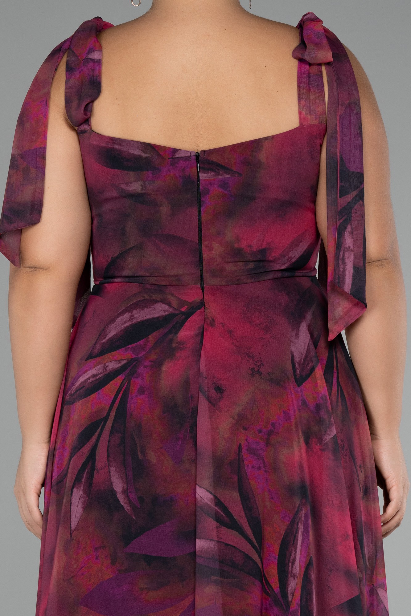 Strappy Slit Printed Long Plus Size Prom Dress ABU4204