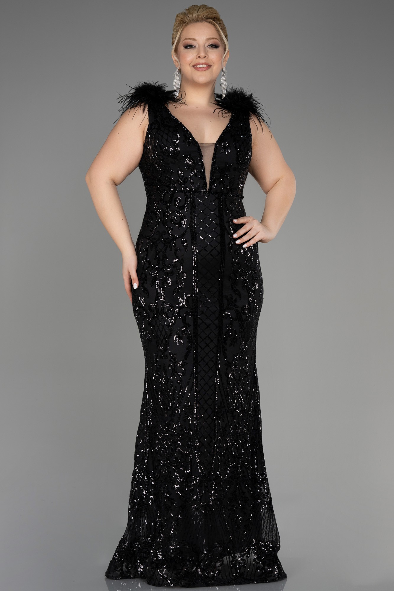 Long Scaly Plus Size Engagement Dress ABU3671