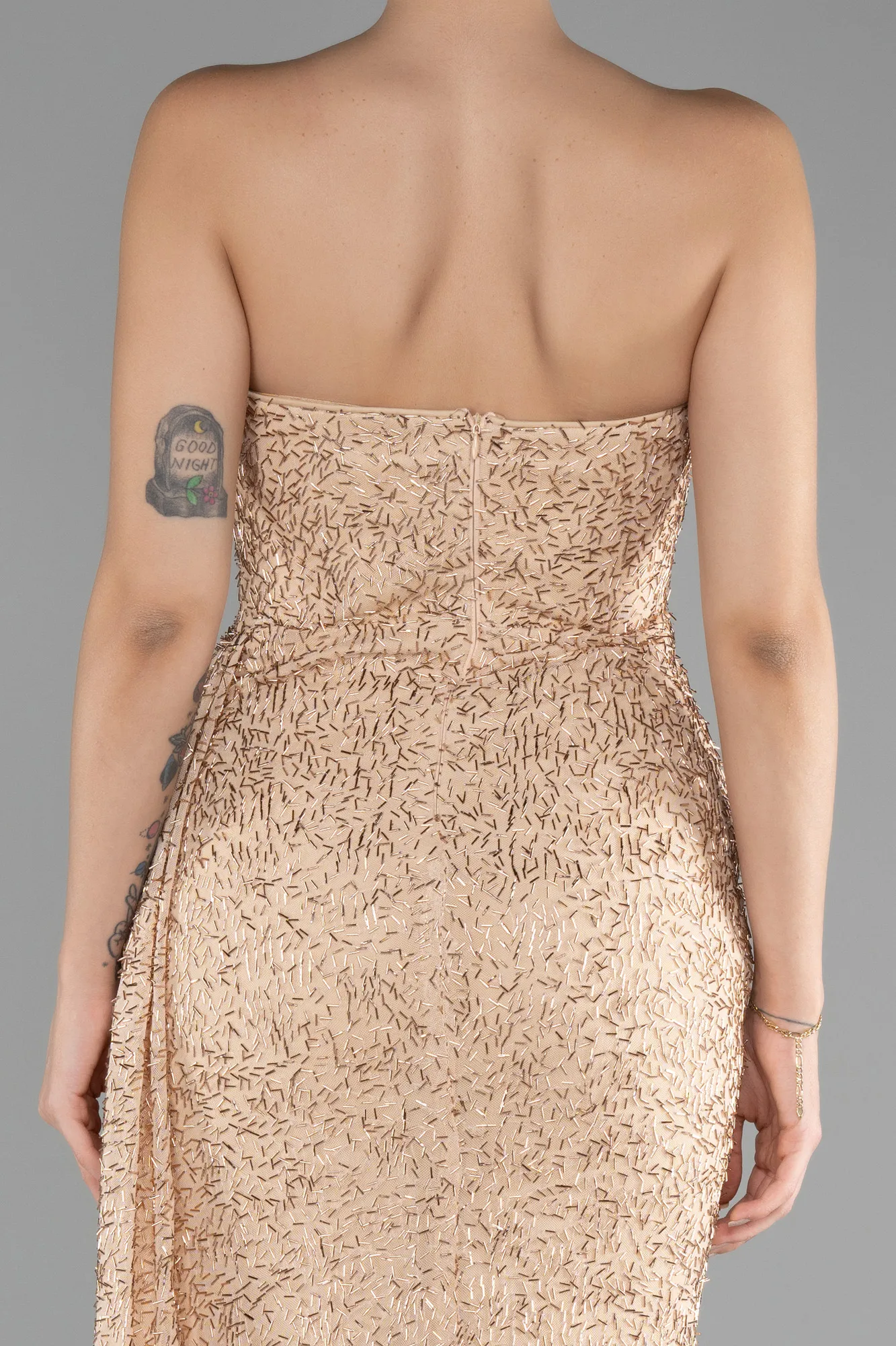 Strapless Slit Beaded Long Evening Gown ABU4114