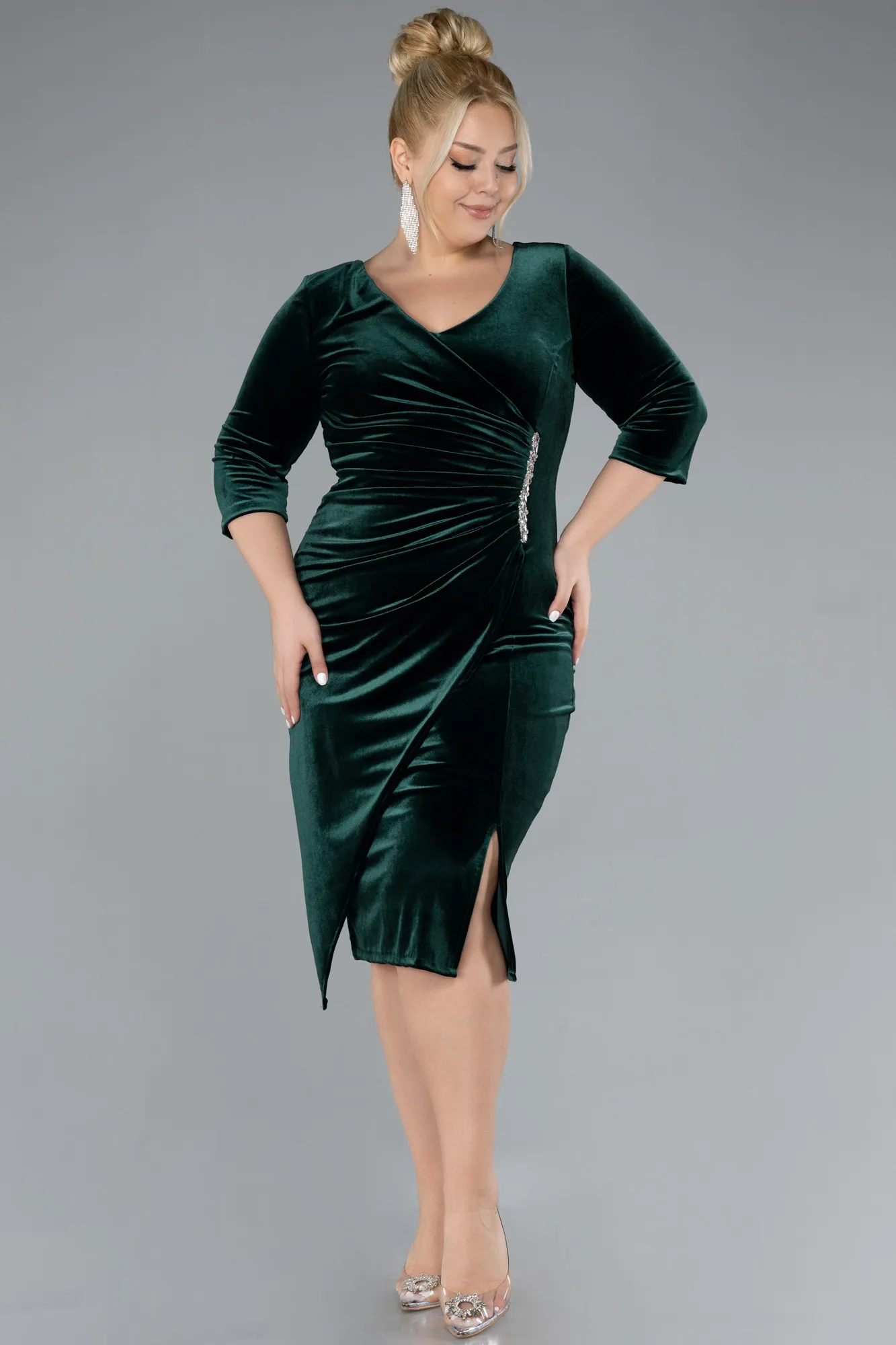 Midi Velvet Plus Size Cocktail Dress ABK2156