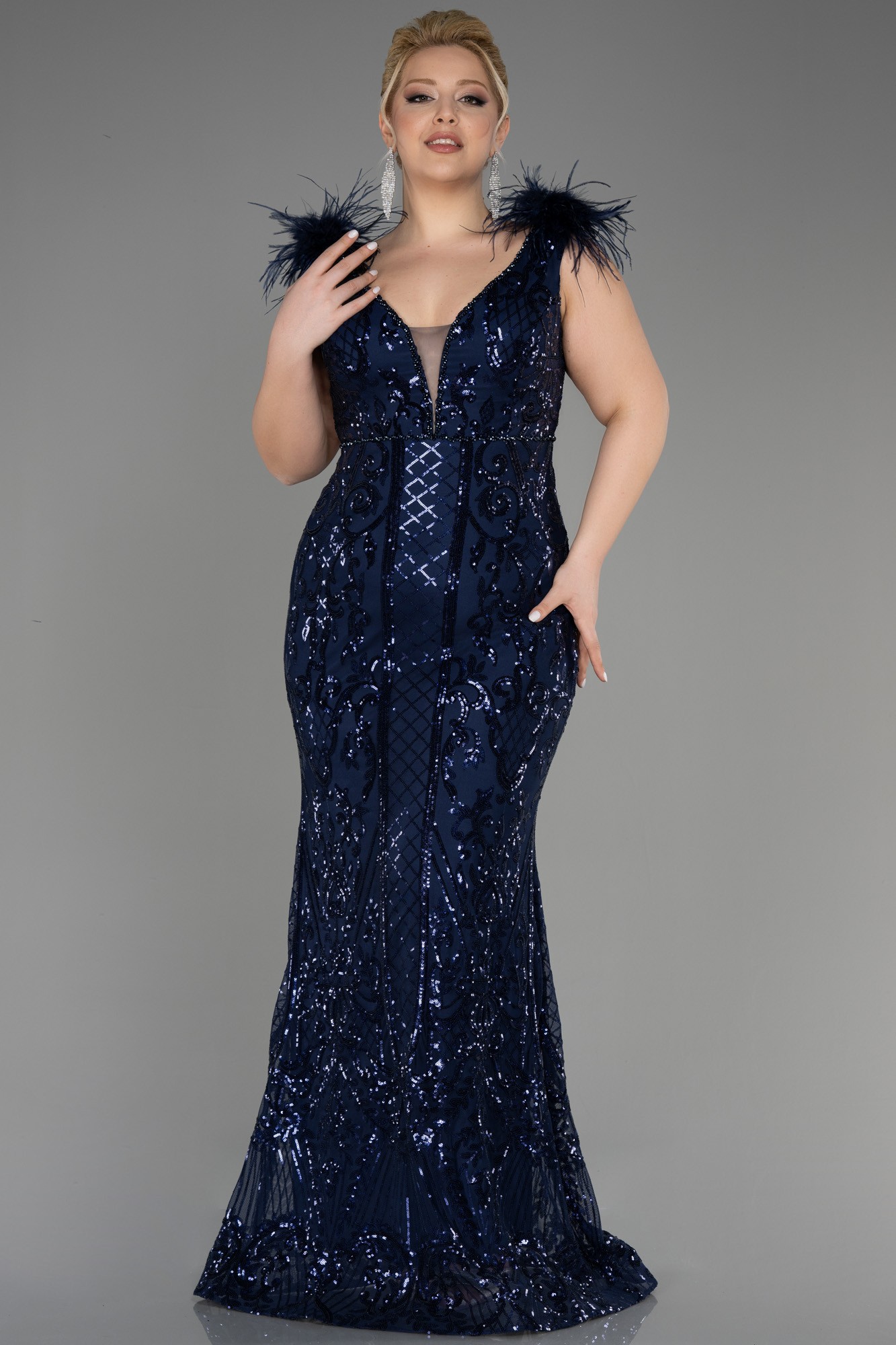 Long Scaly Plus Size Engagement Dress ABU3671