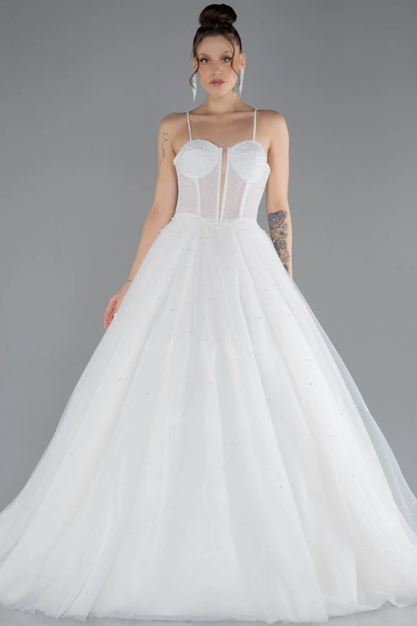 Beaded Straps Long Ball Gown Wedding Dress ABG037