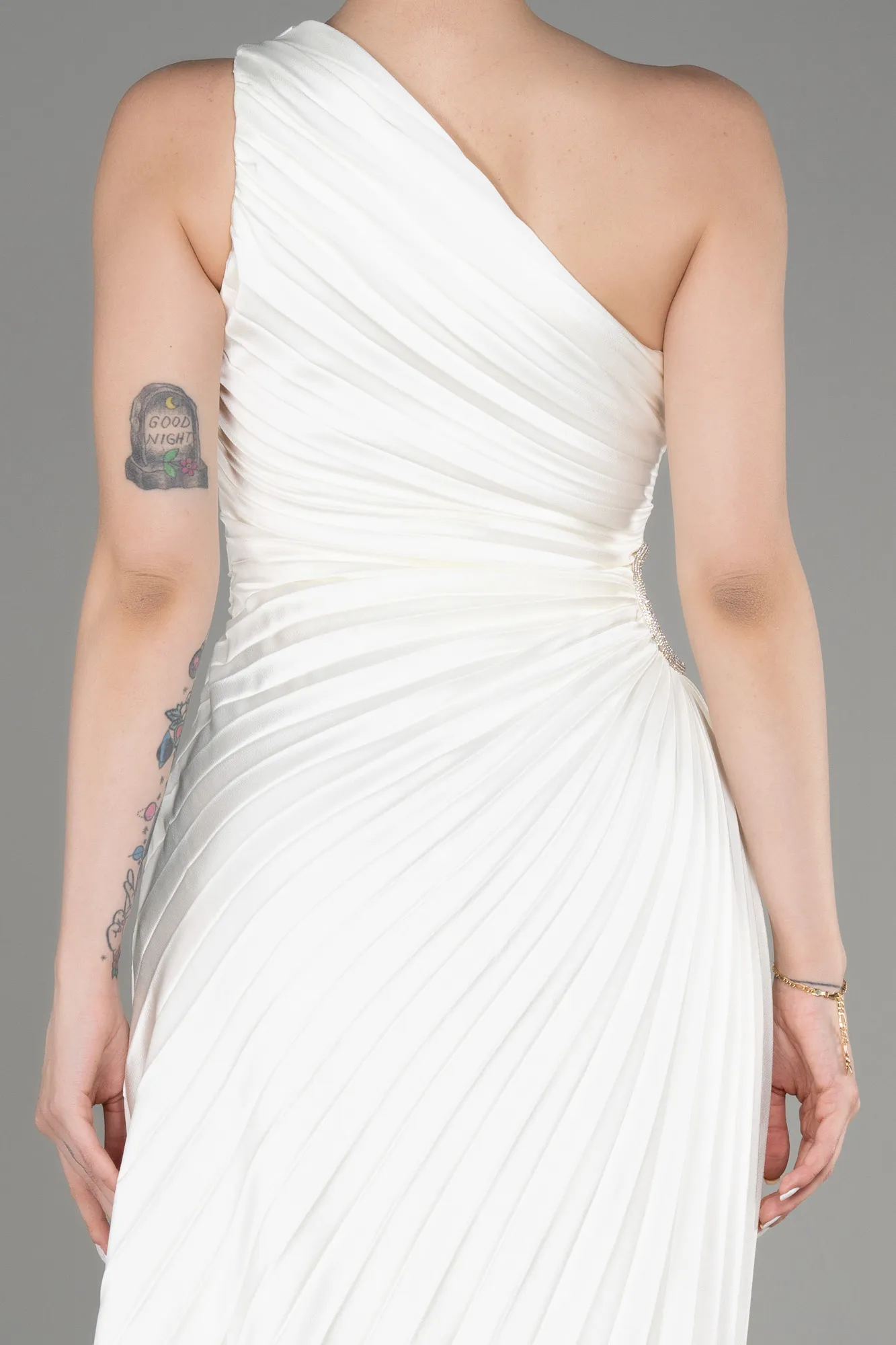 One Shoulder Midi Satin Cocktail Dress ABK2046