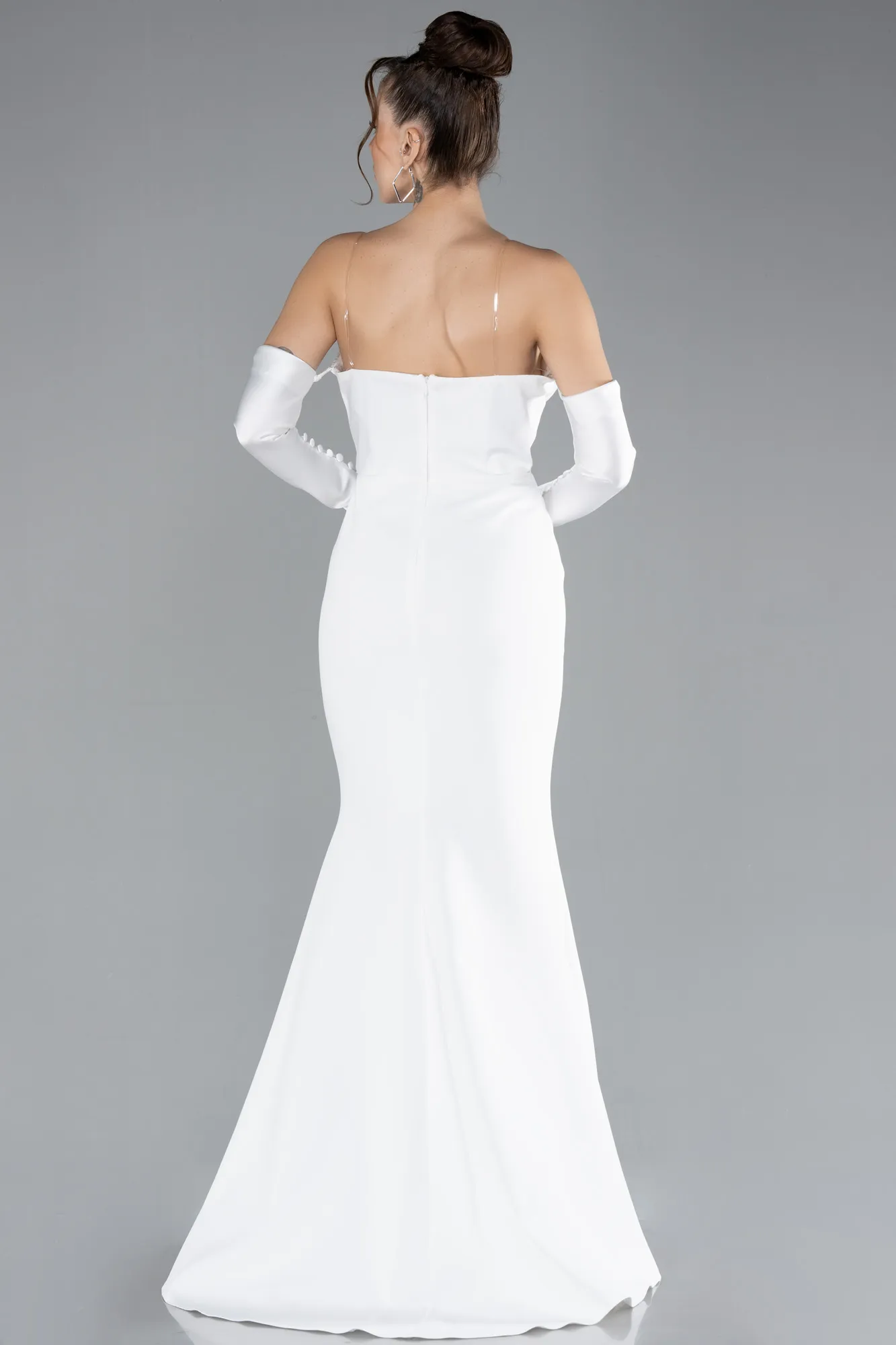 Strapless Sleeve Accessories Long Mermaid Prom Dress ABU4398