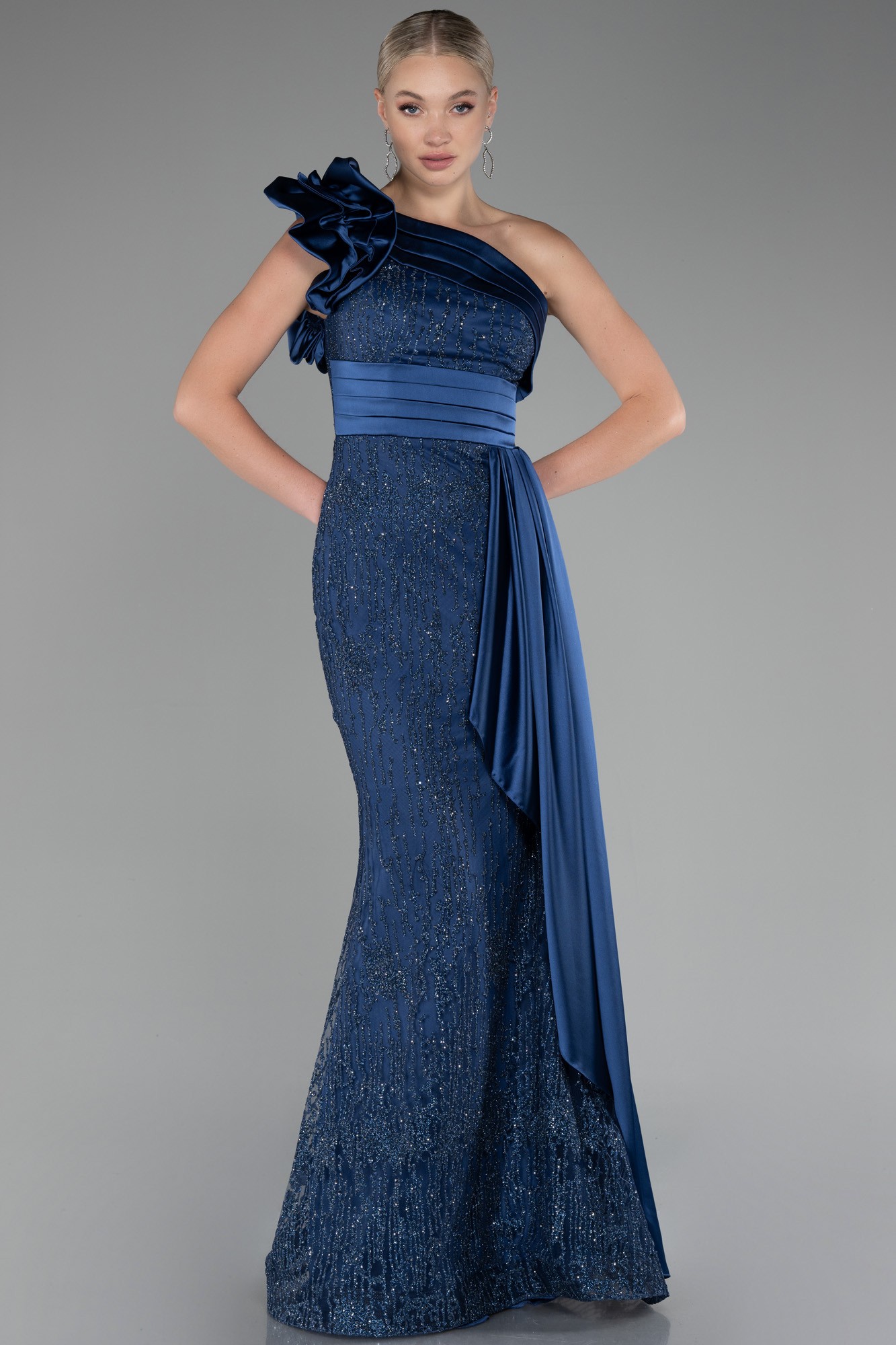 One Shoulder Glitter Long Evening Gown ABU4059