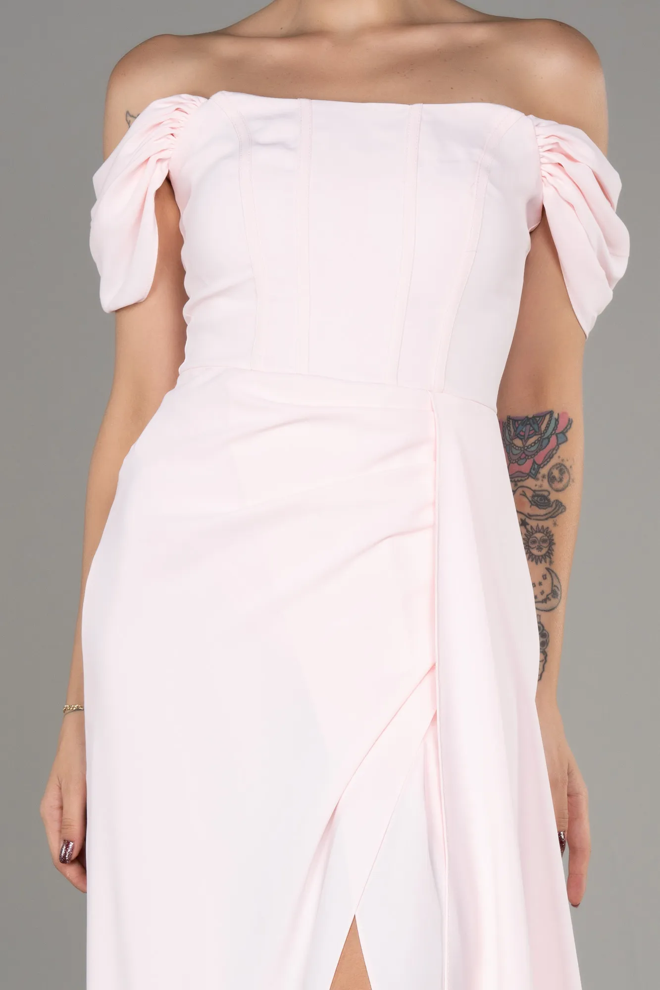 Boat Neck Slit Long Evening Dress ABU4048