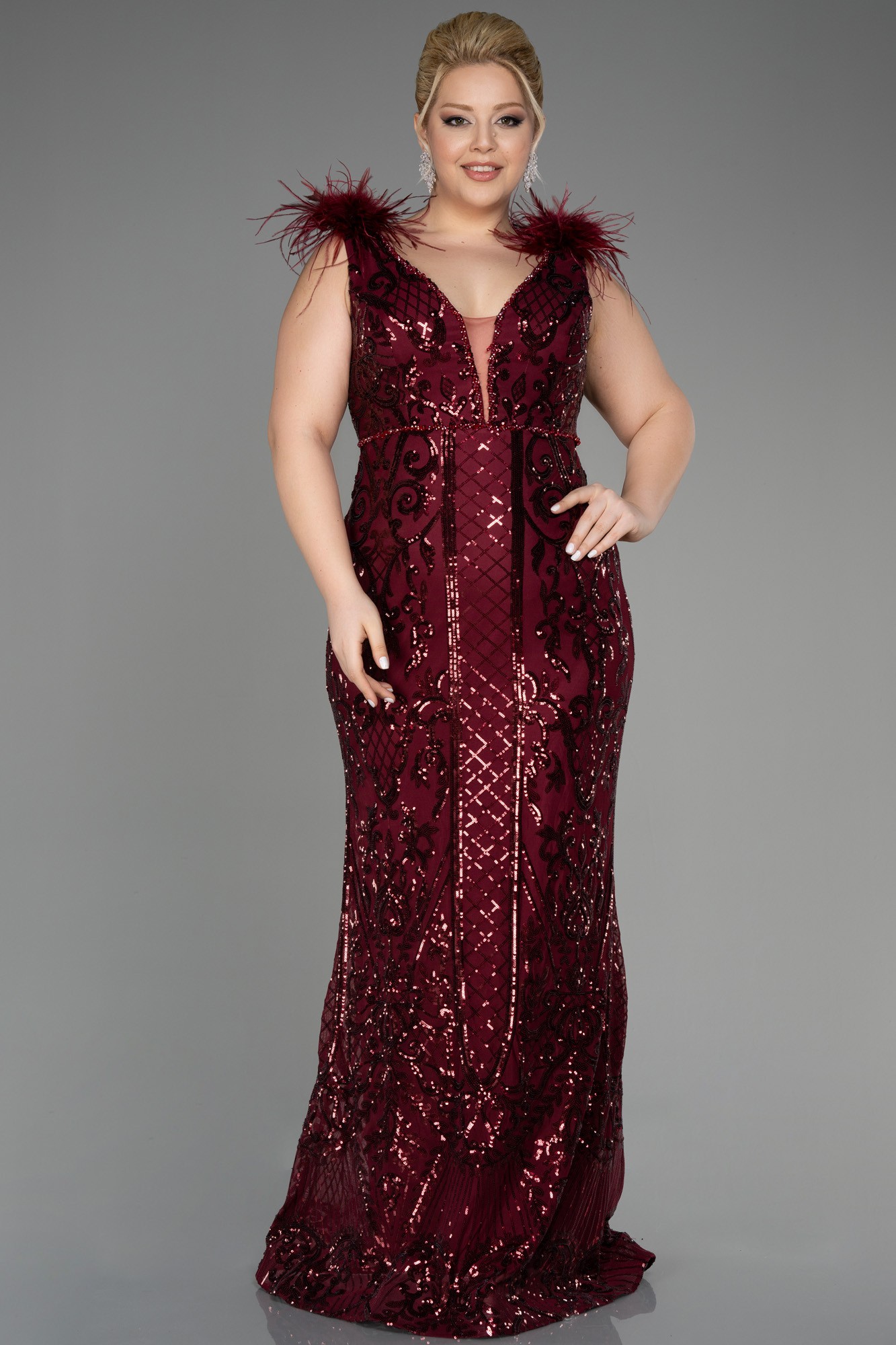 Long Scaly Plus Size Engagement Dress ABU3671