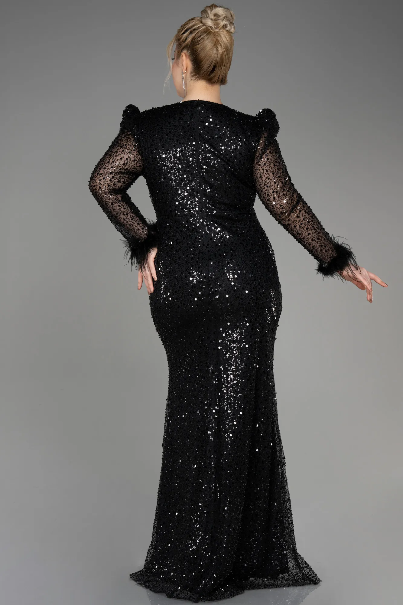 Long Sleeve Scaly Plus Size Evening Dress ABU3861