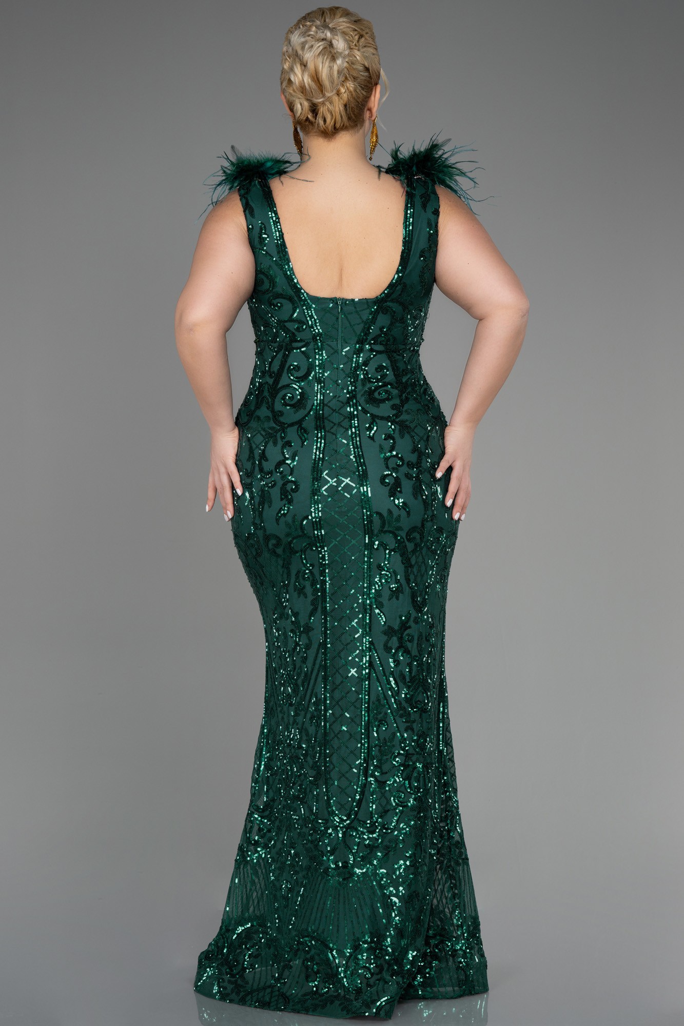 Long Scaly Plus Size Engagement Dress ABU3671