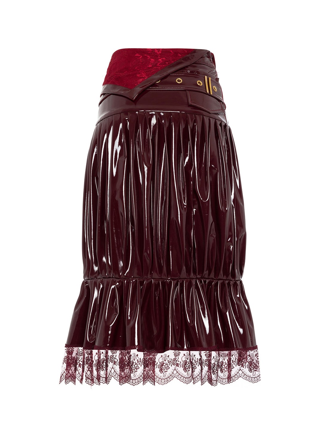 BADBLOOD ♥ Pleated Leather Wrap Skirt /追跡付 Wrap Skirt In Crinkled Satin | Blumarine