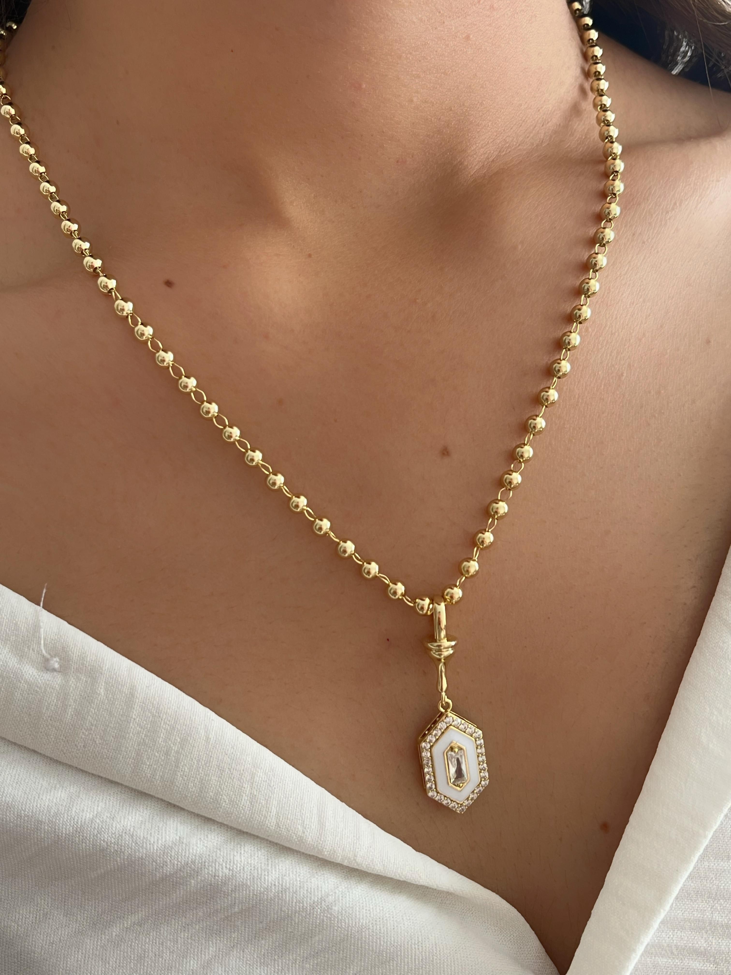 Vip 14k Boncuk Zincirli Kolye