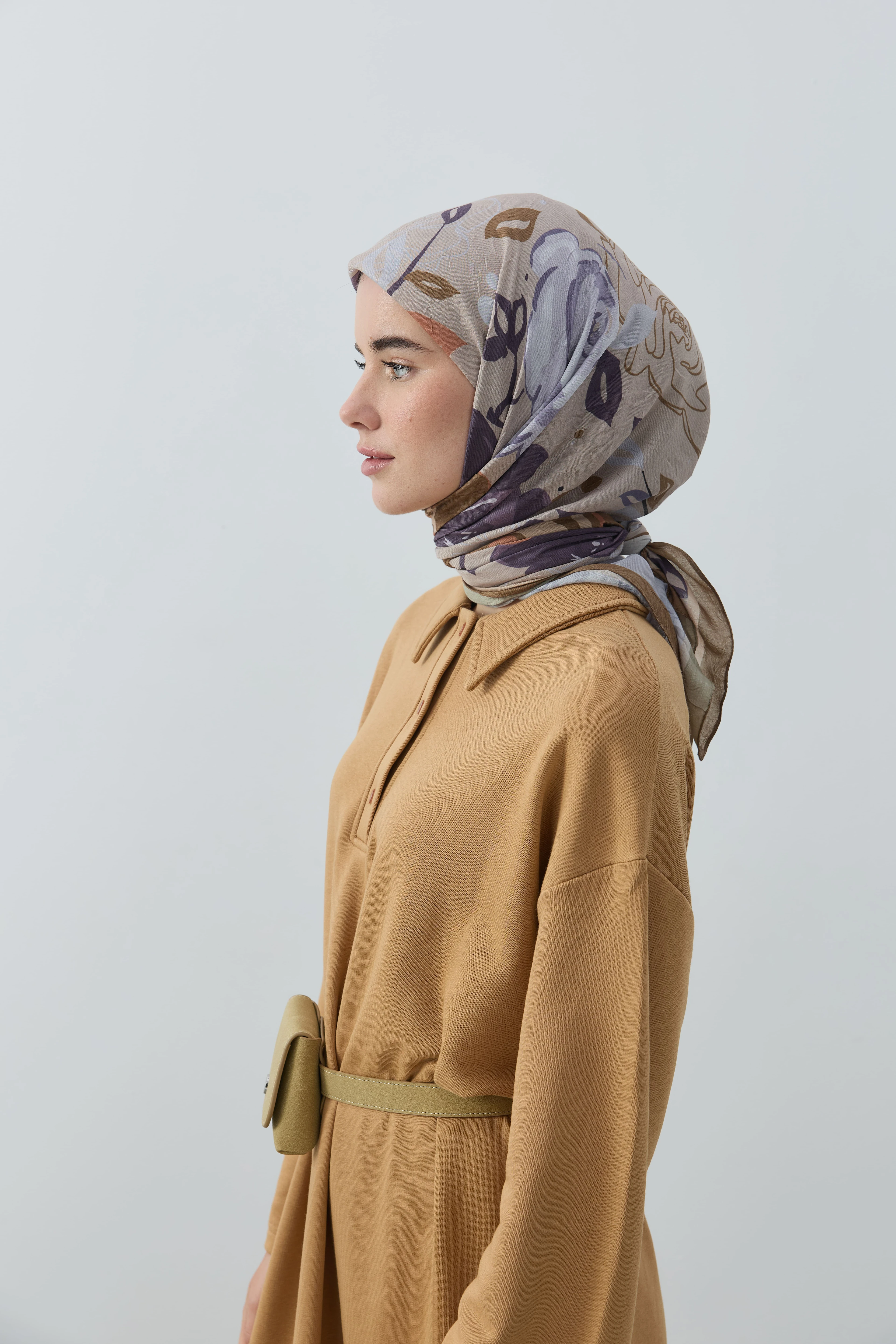 Olyvia Desen Bambu Eşarp - Koyu Bronz