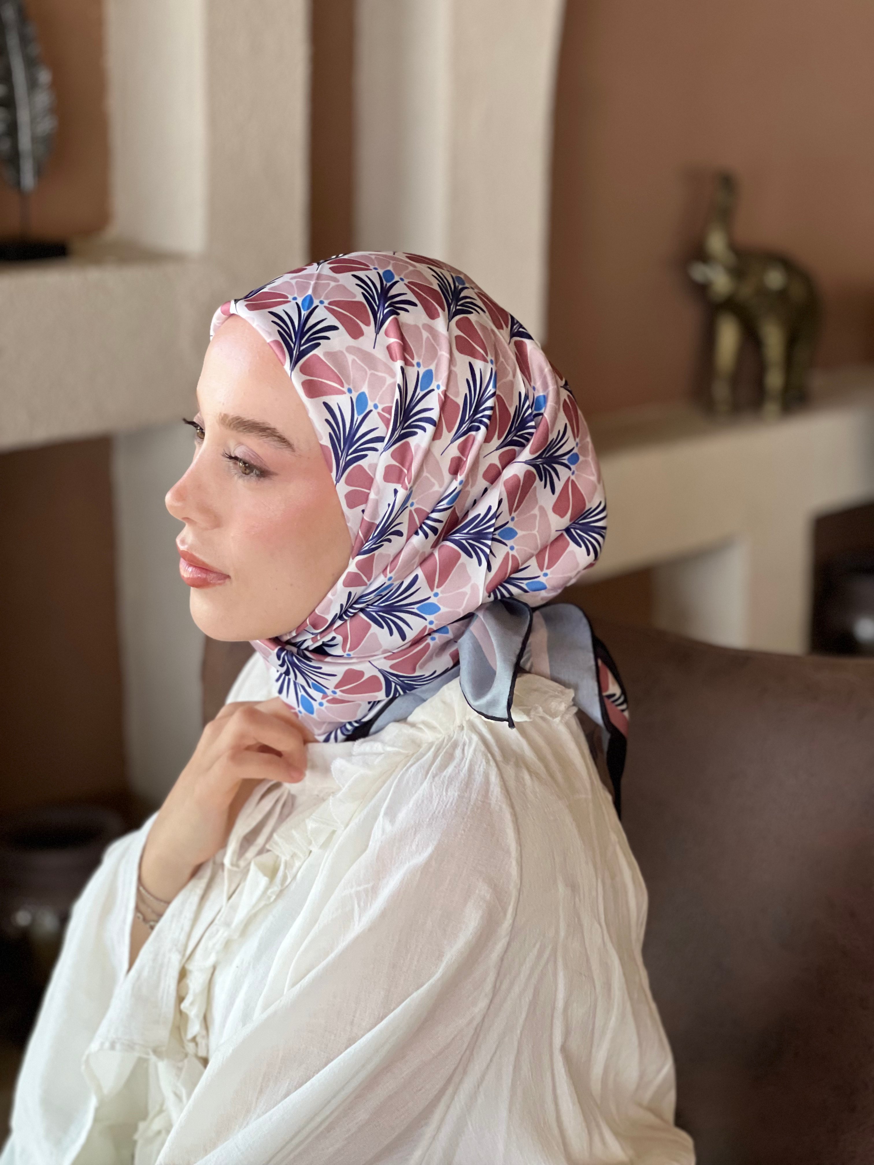 Tulinia Desen Tanca Eşarp - Siyah-Pembe