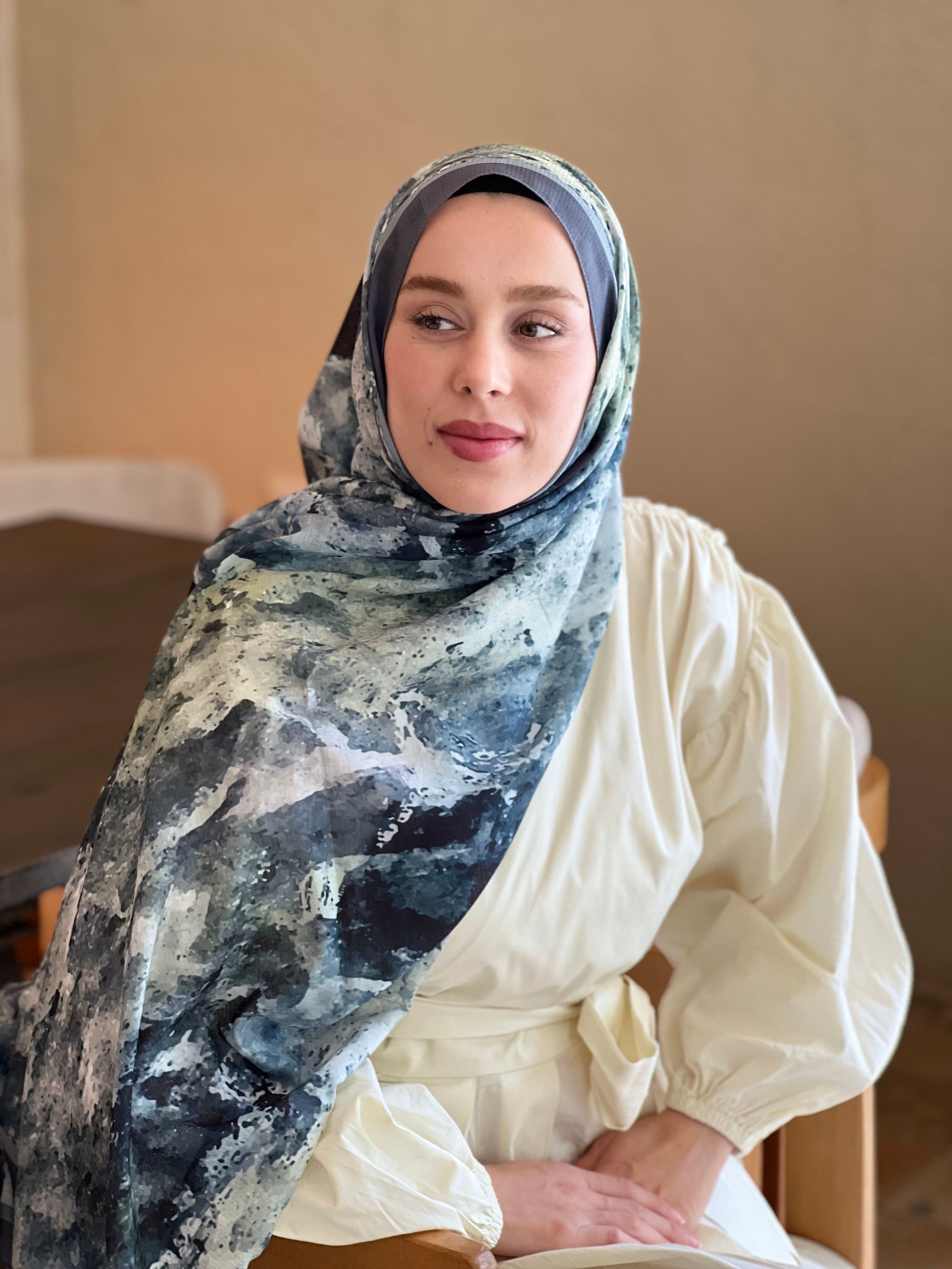 Ezgir Desen Lina Şal - Koyu Gri