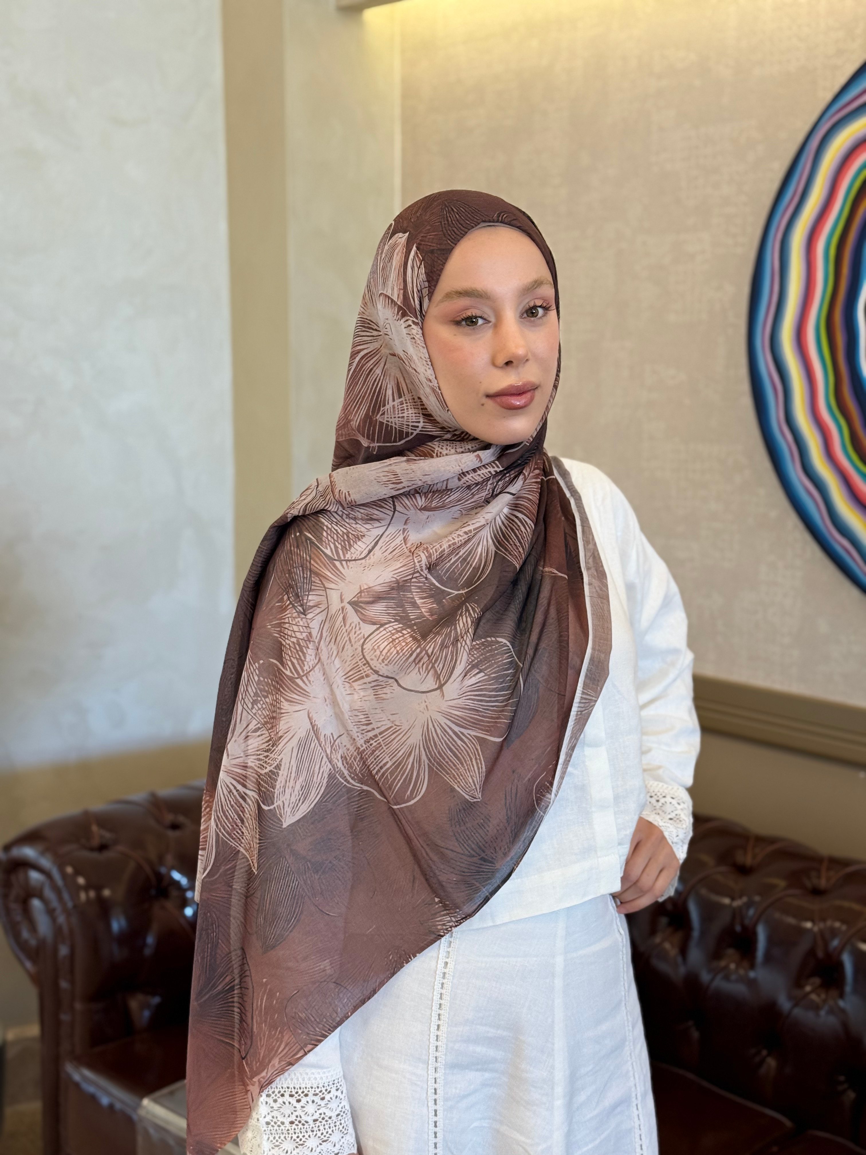 Esilda Desen Aya Şal - Kahverengi