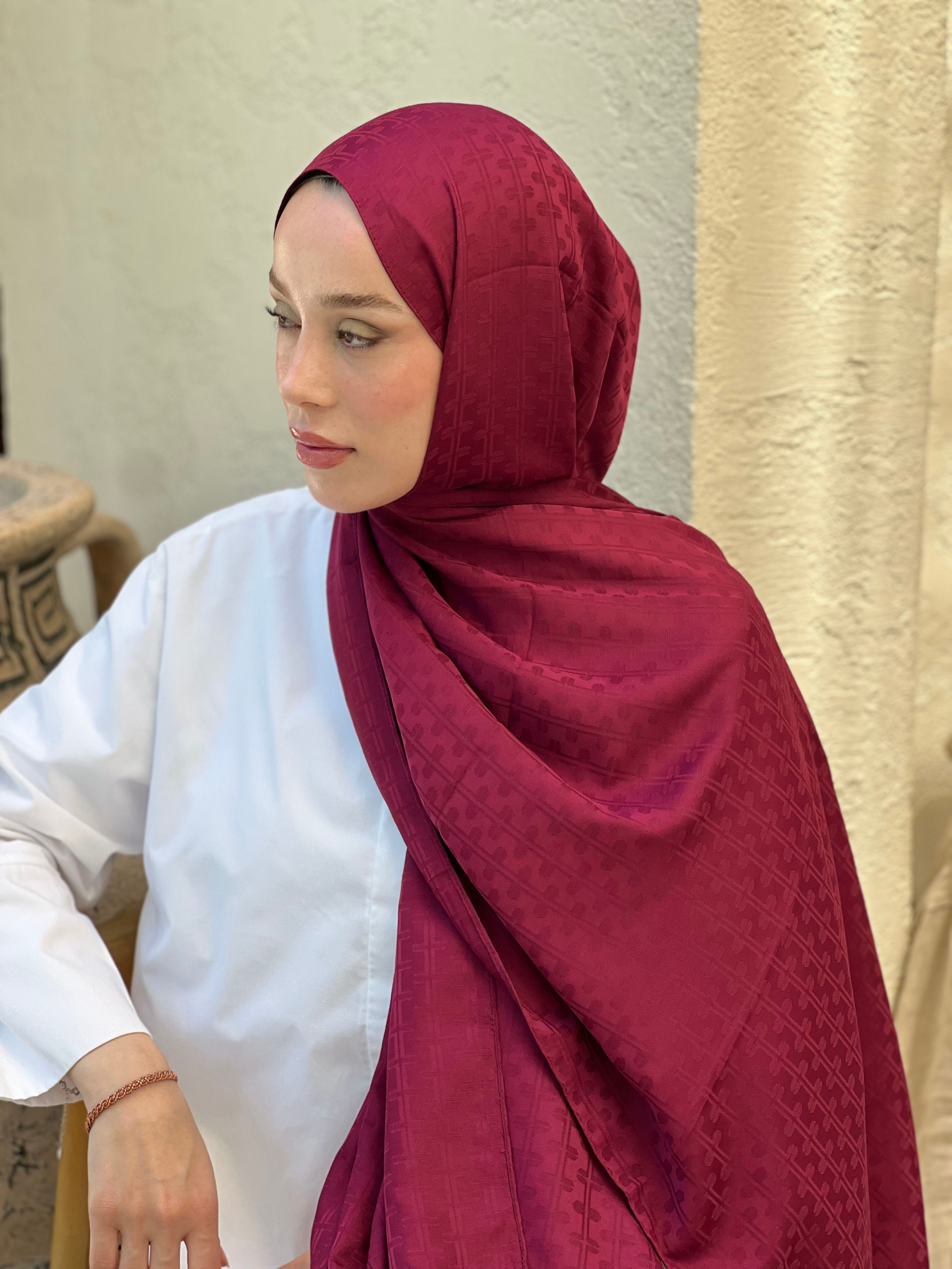 İpeksi Jakar Serisi Melosia Desen Şal - Bordo