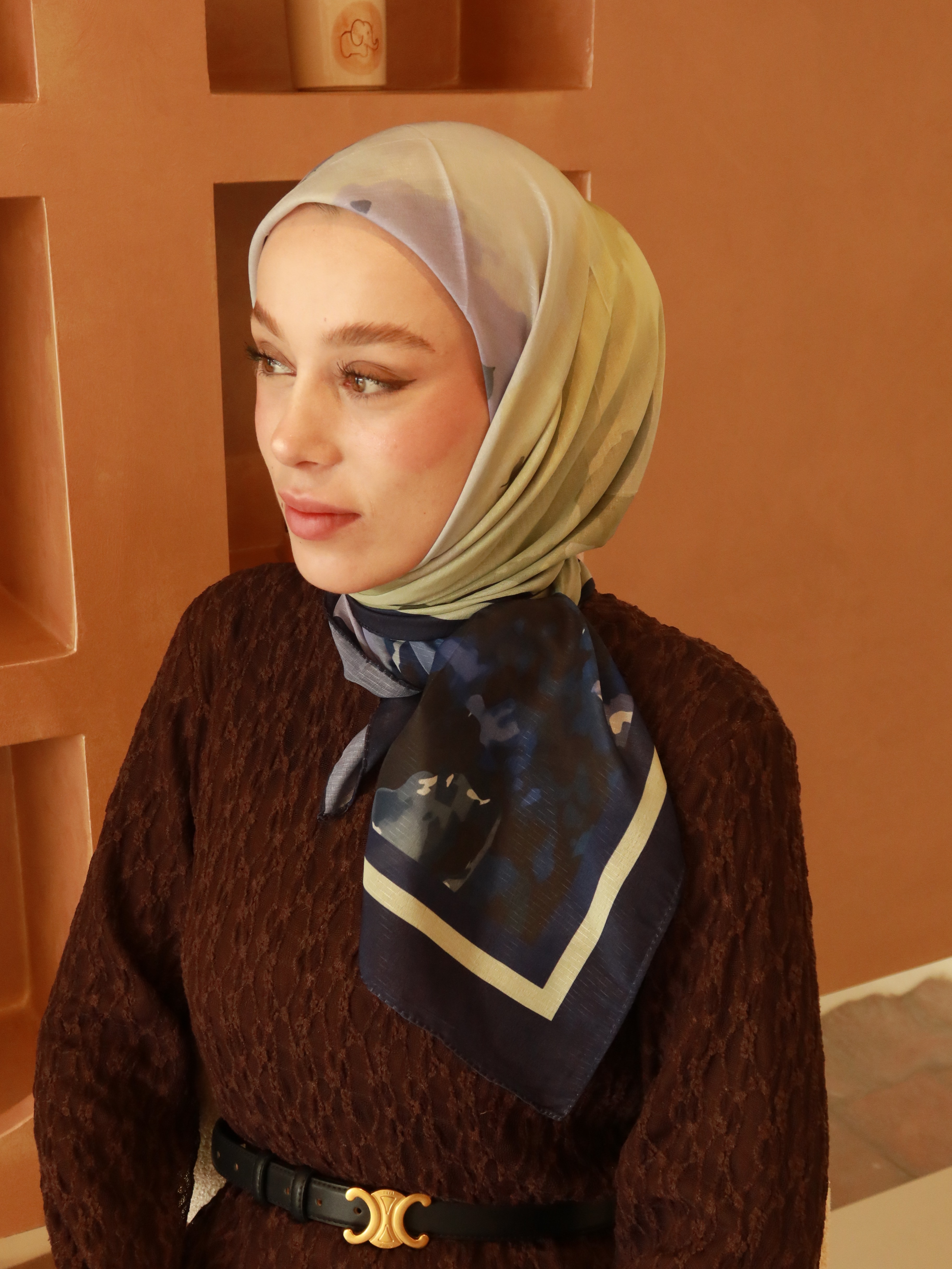 Myren Desen Lina Eşarp - Lacivert-Sarı