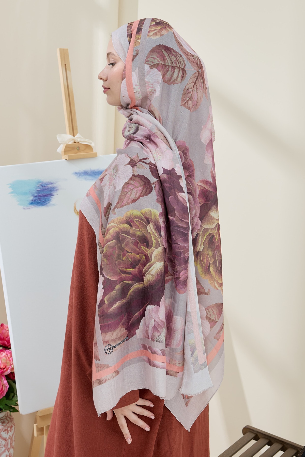 Rose Pattern Bamboo Shawl
