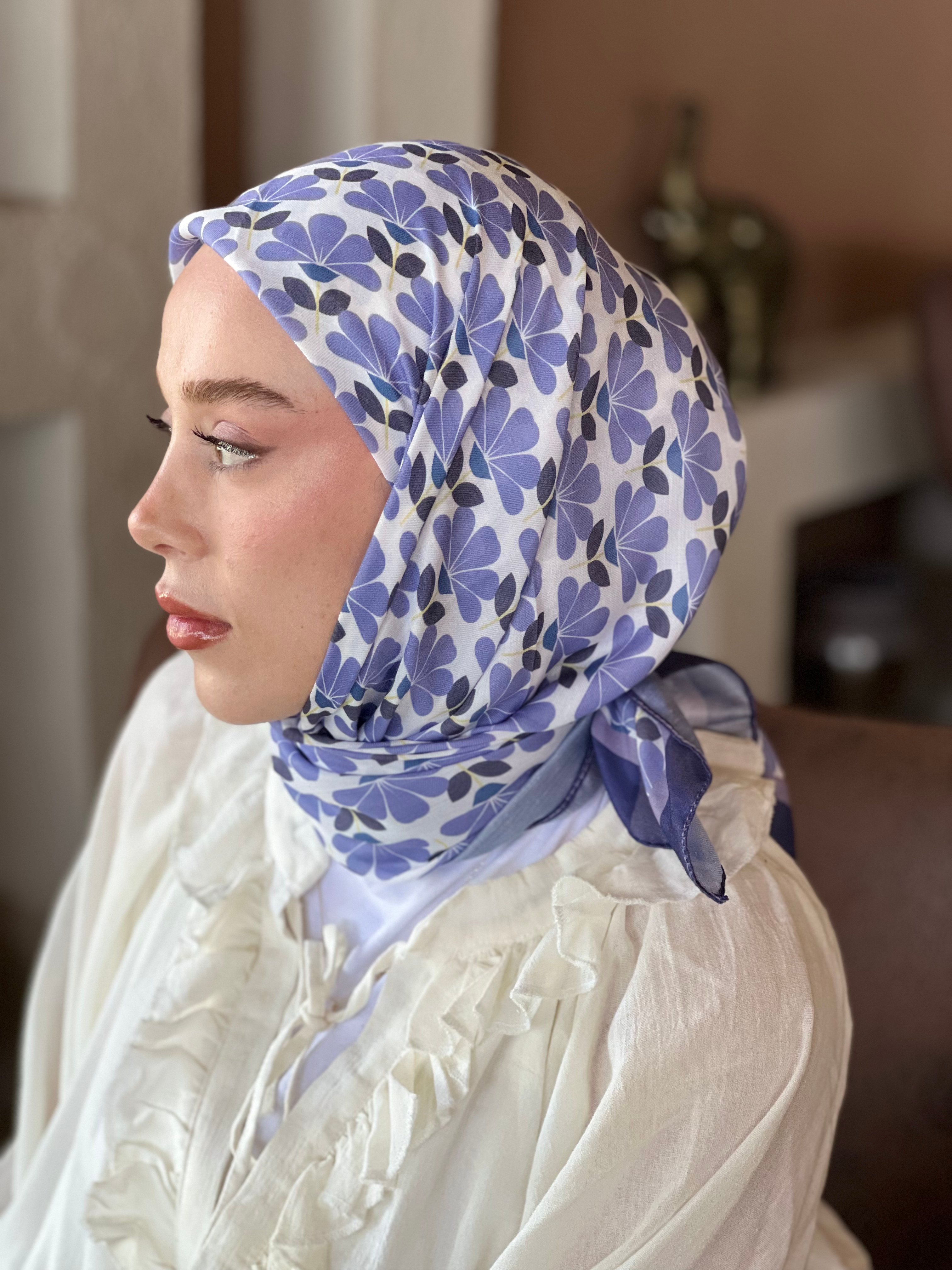 Yonca Desen Pamuk Eşarp - Koyu Eflatun