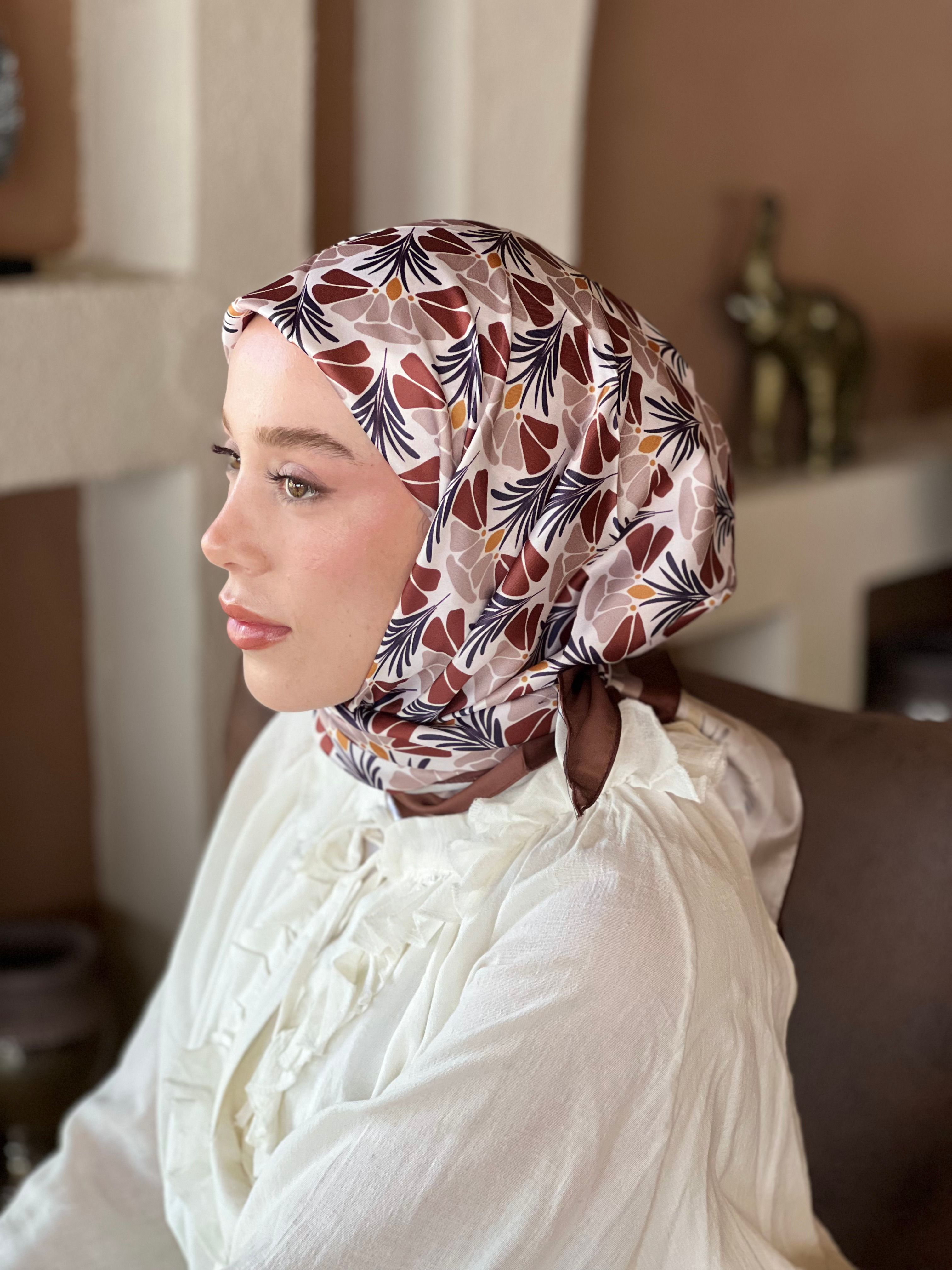 Tulinia Desen Tanca Eşarp - Kahverengi