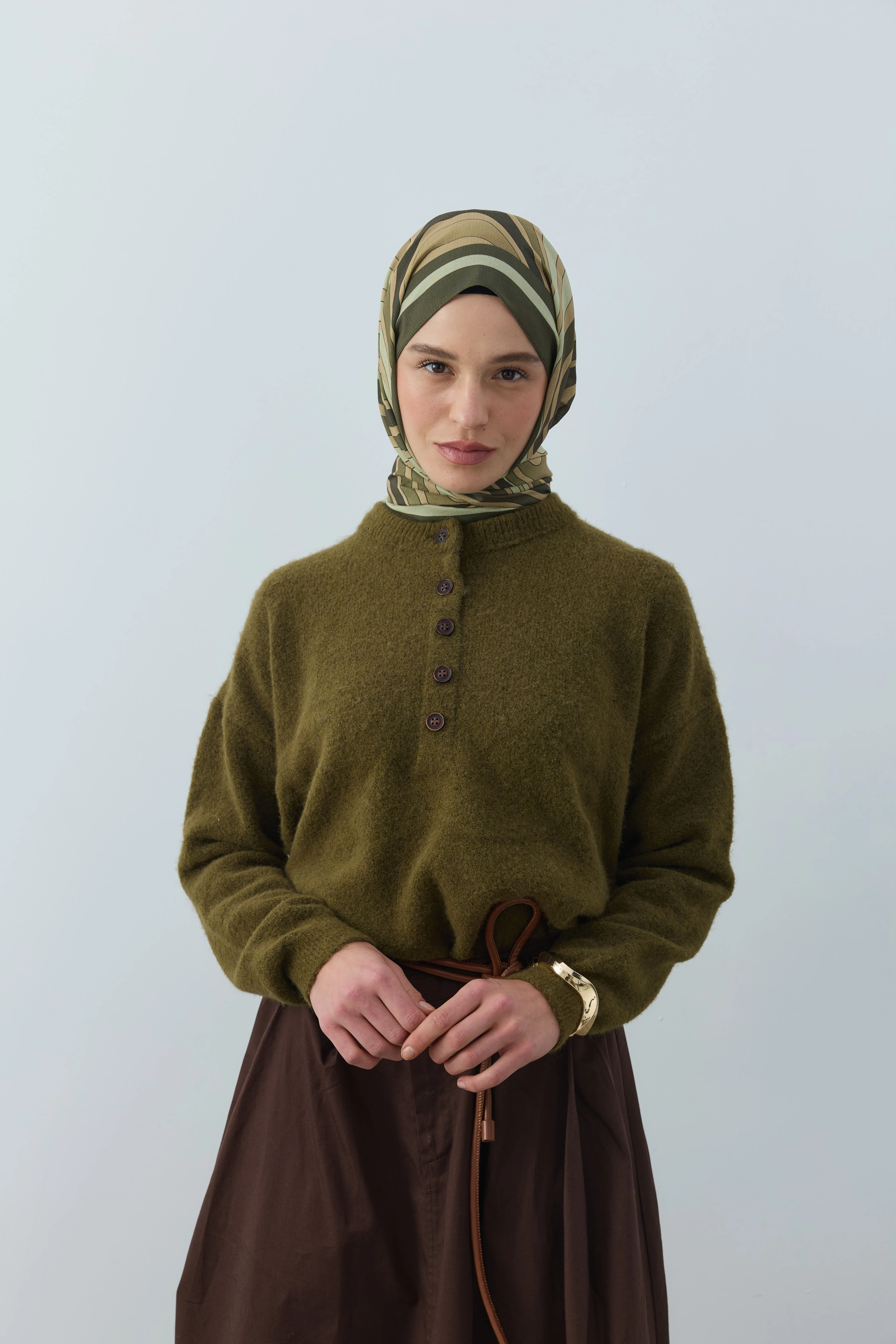 Wavea Desen Lina Şal - Haki