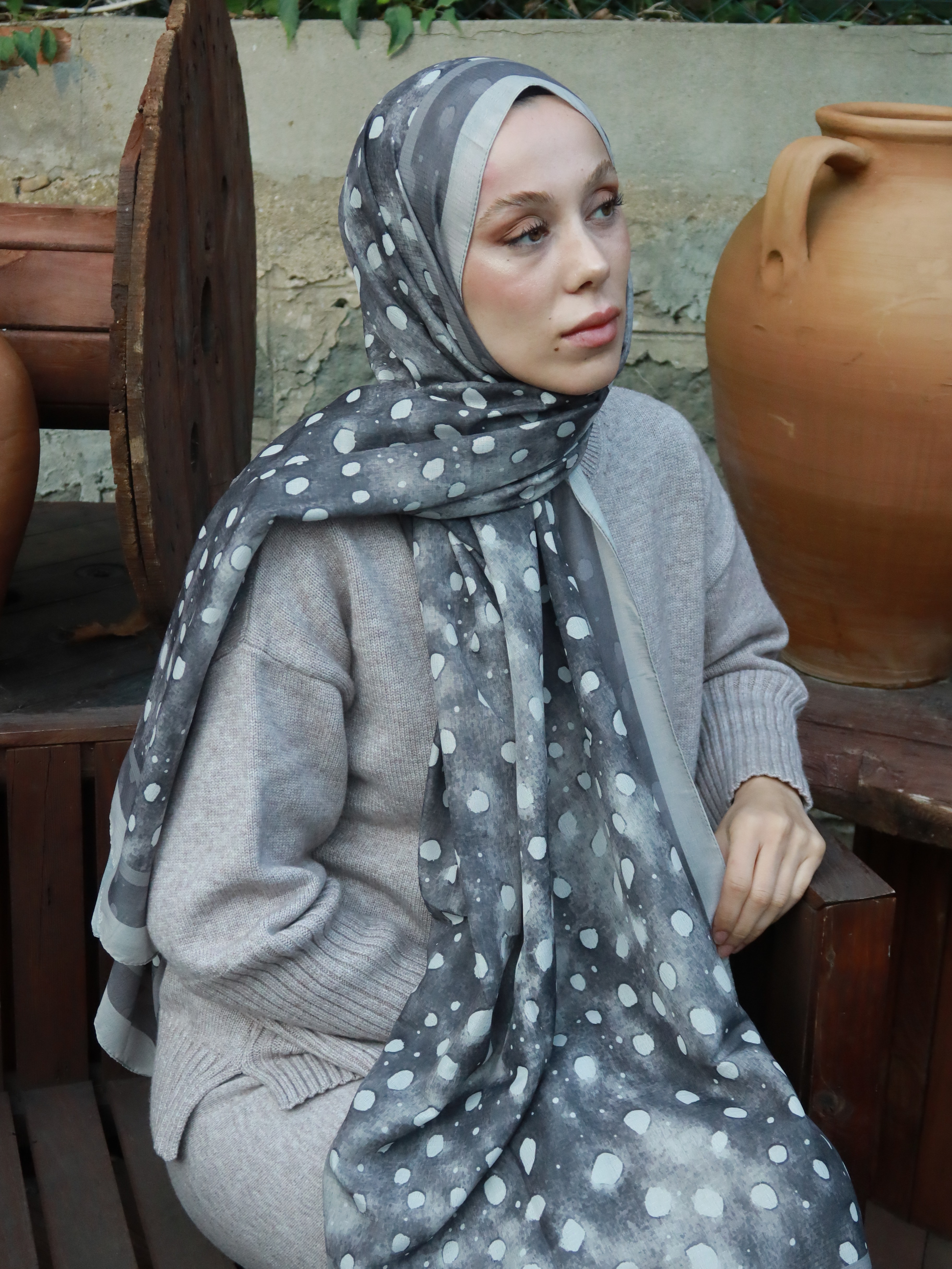 Geyik Desen Lina Şal - İğde