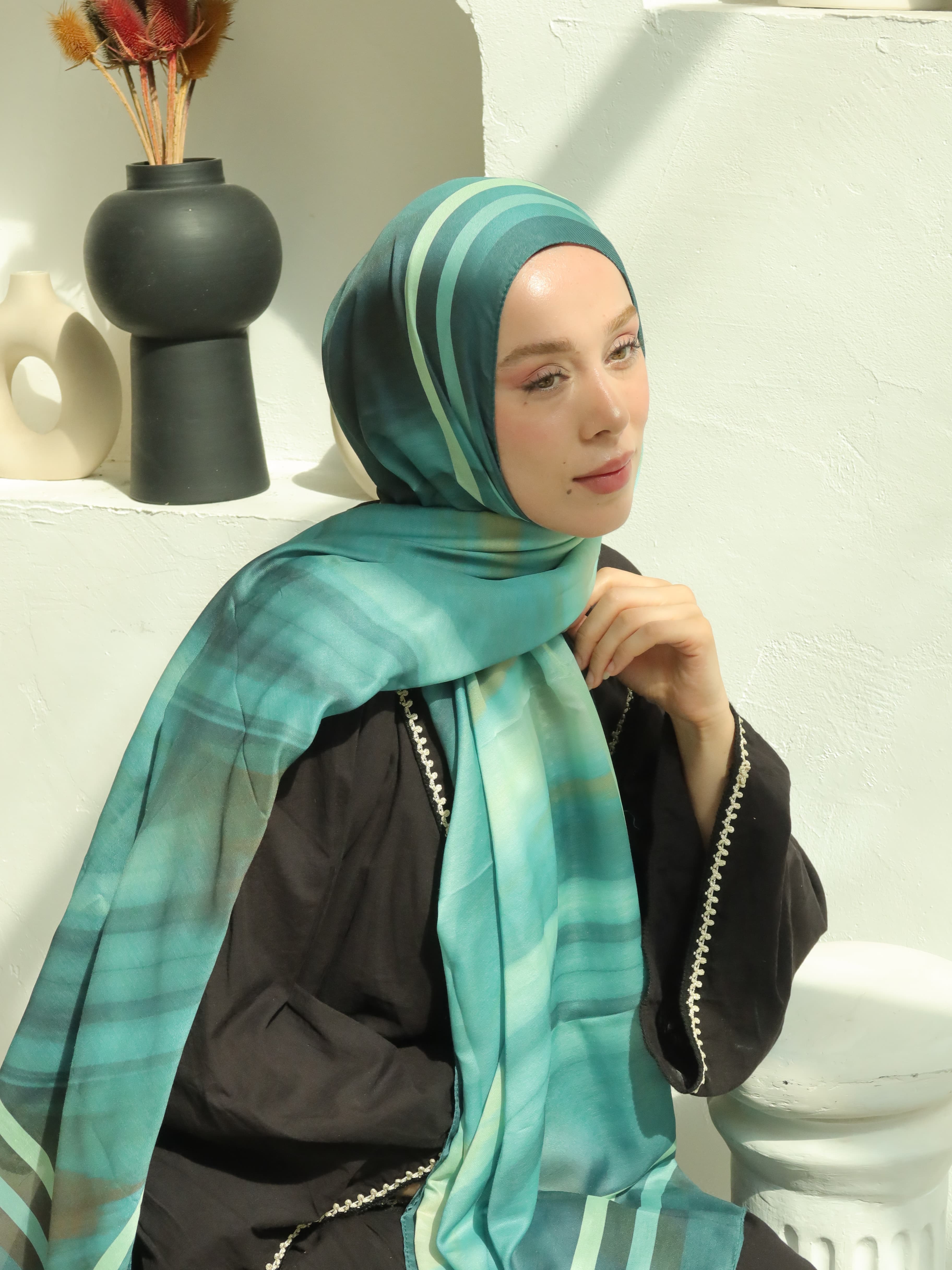 Mirea Desen Pamuk Şal - Zümrüt