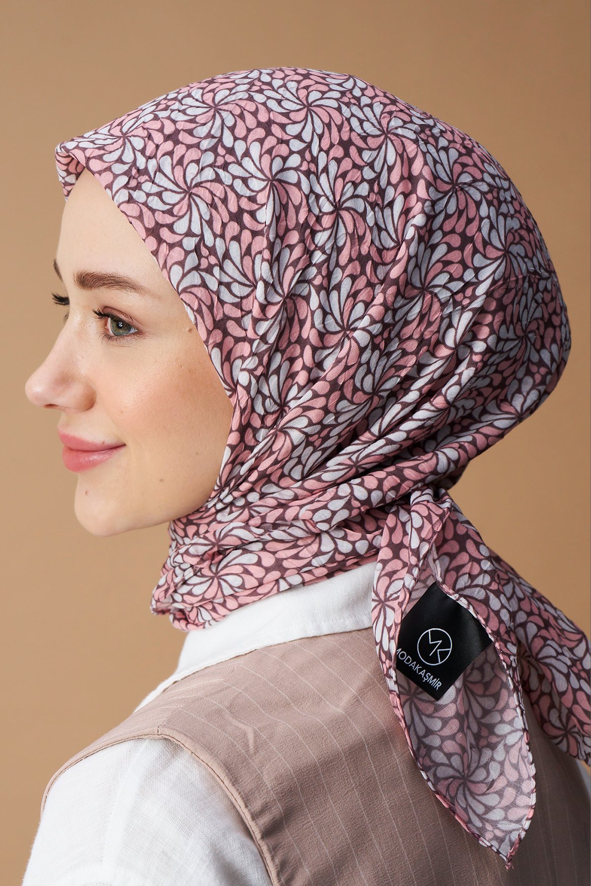 Çark Çiçek Desen Bambu Eşarp