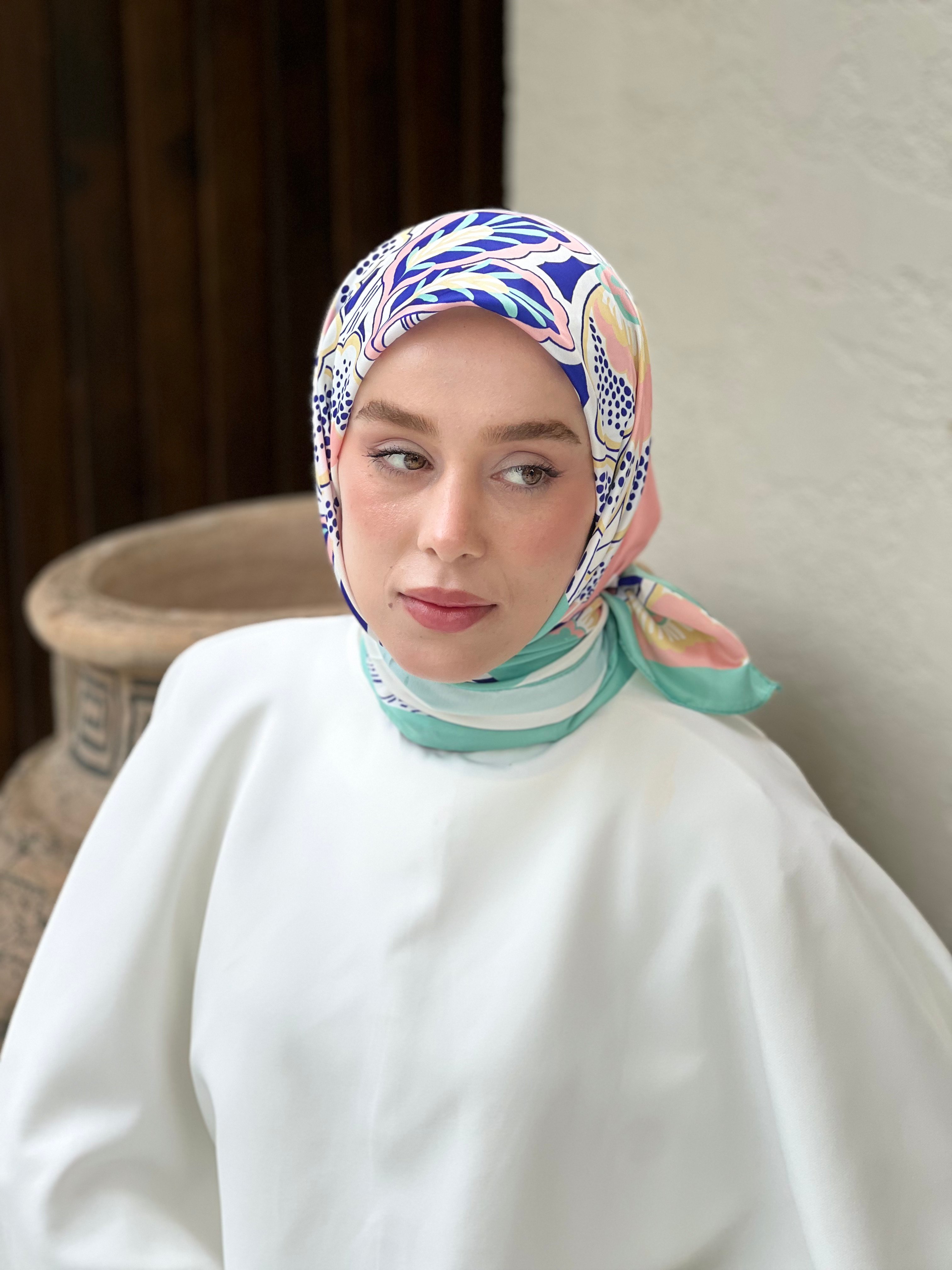 Sarmaşık Twill Eşarp - Su yeşili