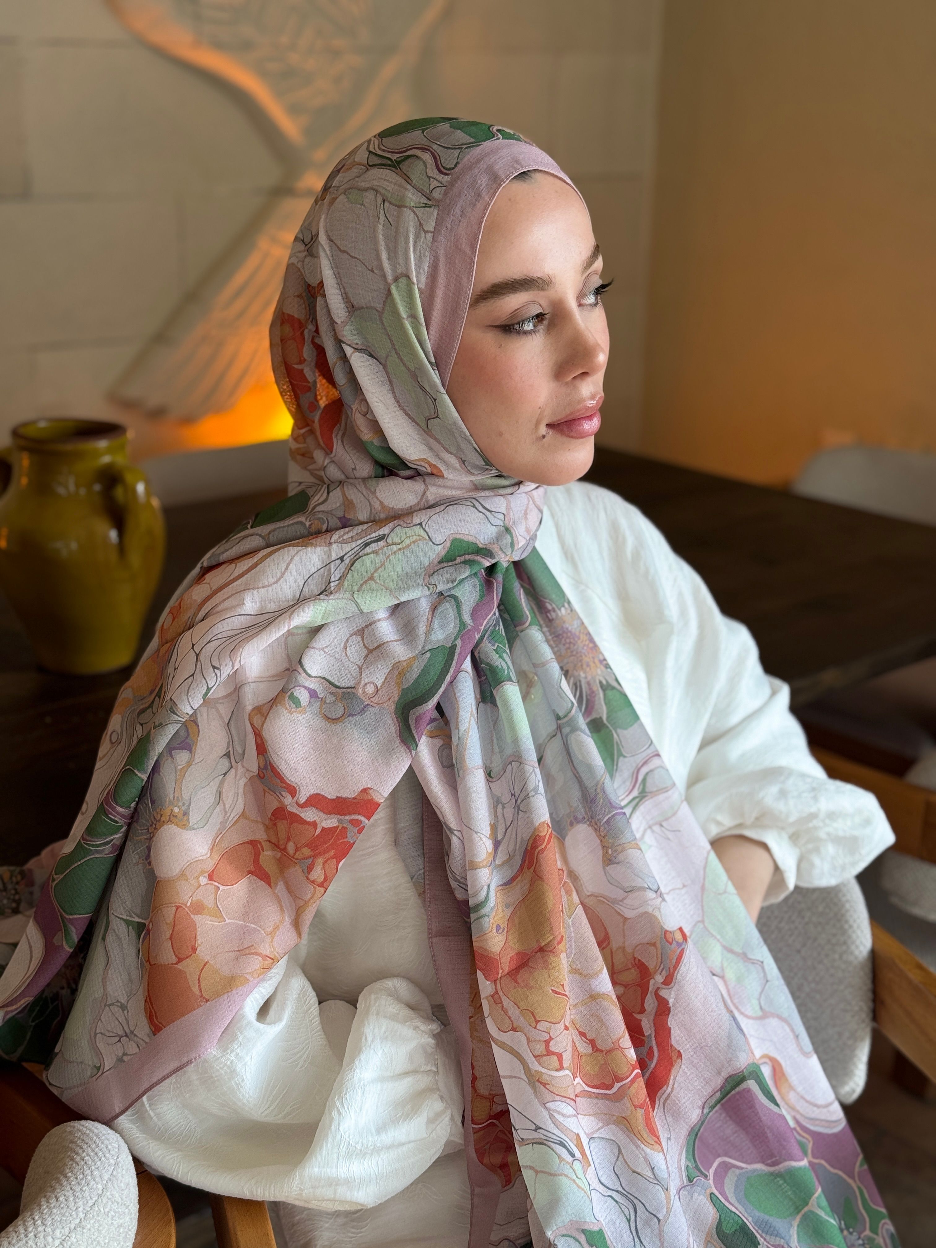 Alice Pattern Lina Shawl - Pink