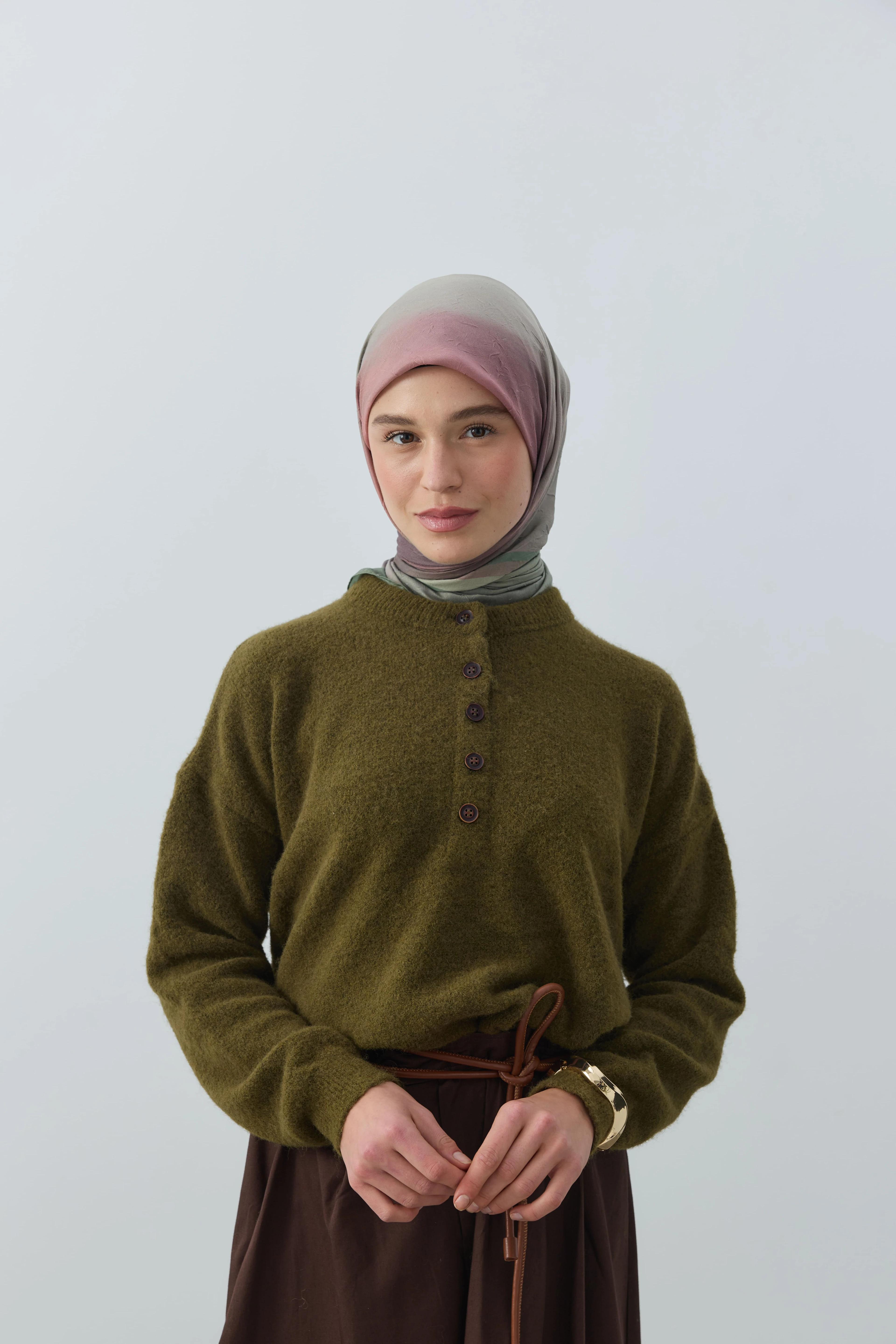 Orelia Desen Bambu Eşarp - Yeşil Çay