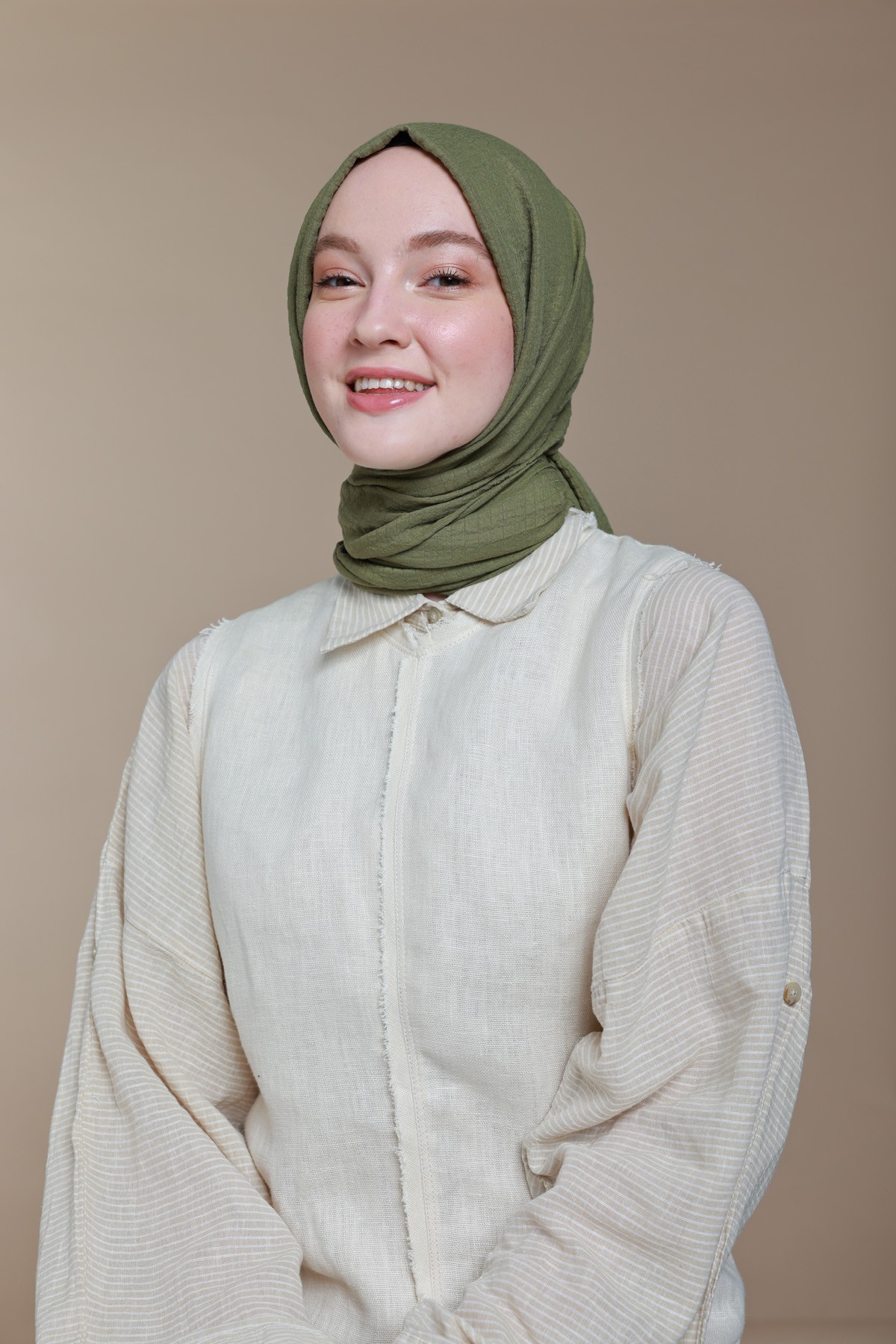 Carre Cotton Series Shawl - Green tea