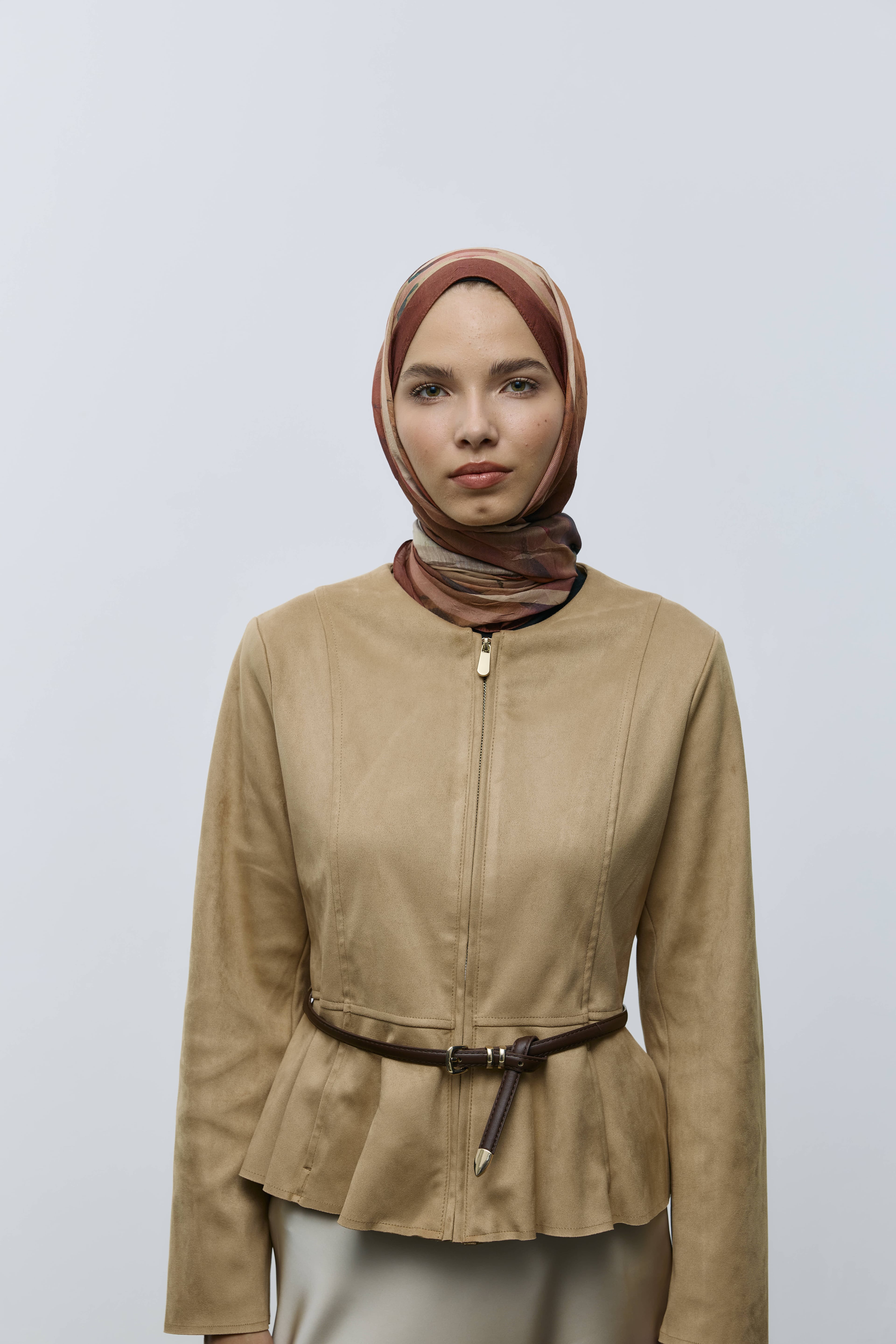 Natura Desen Bambu Şal - Karamel