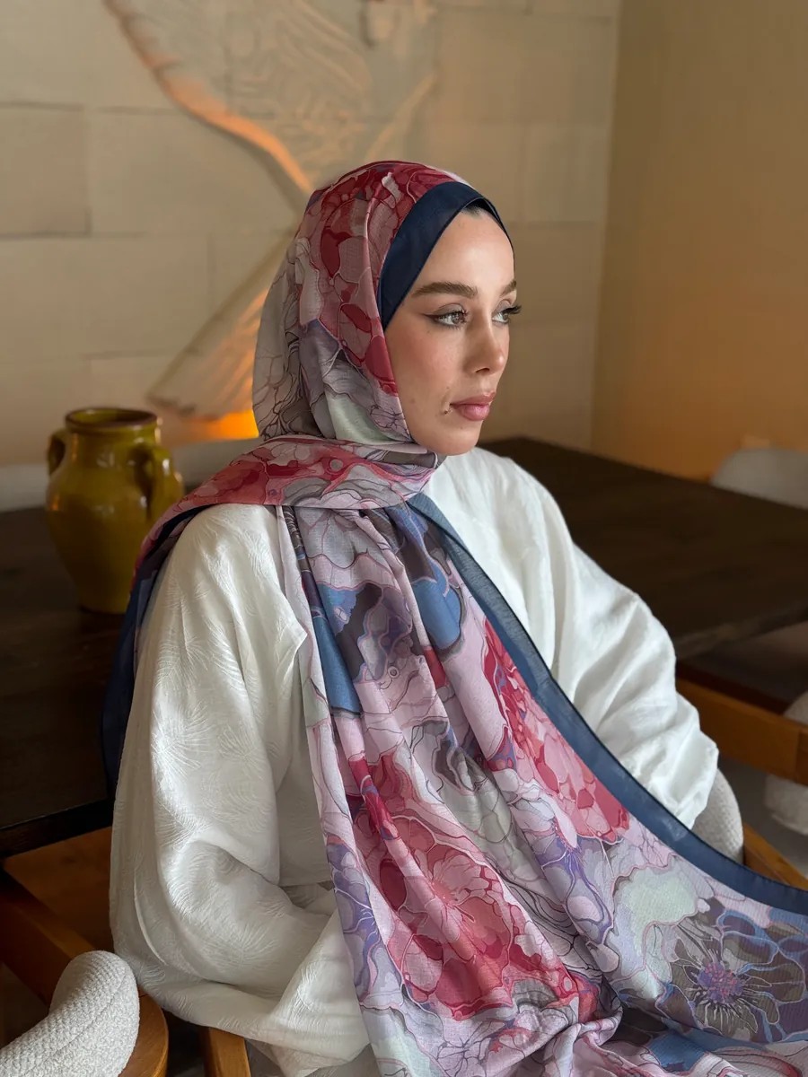 Alice Desen Lina Şal - Lacivert-Pembe
