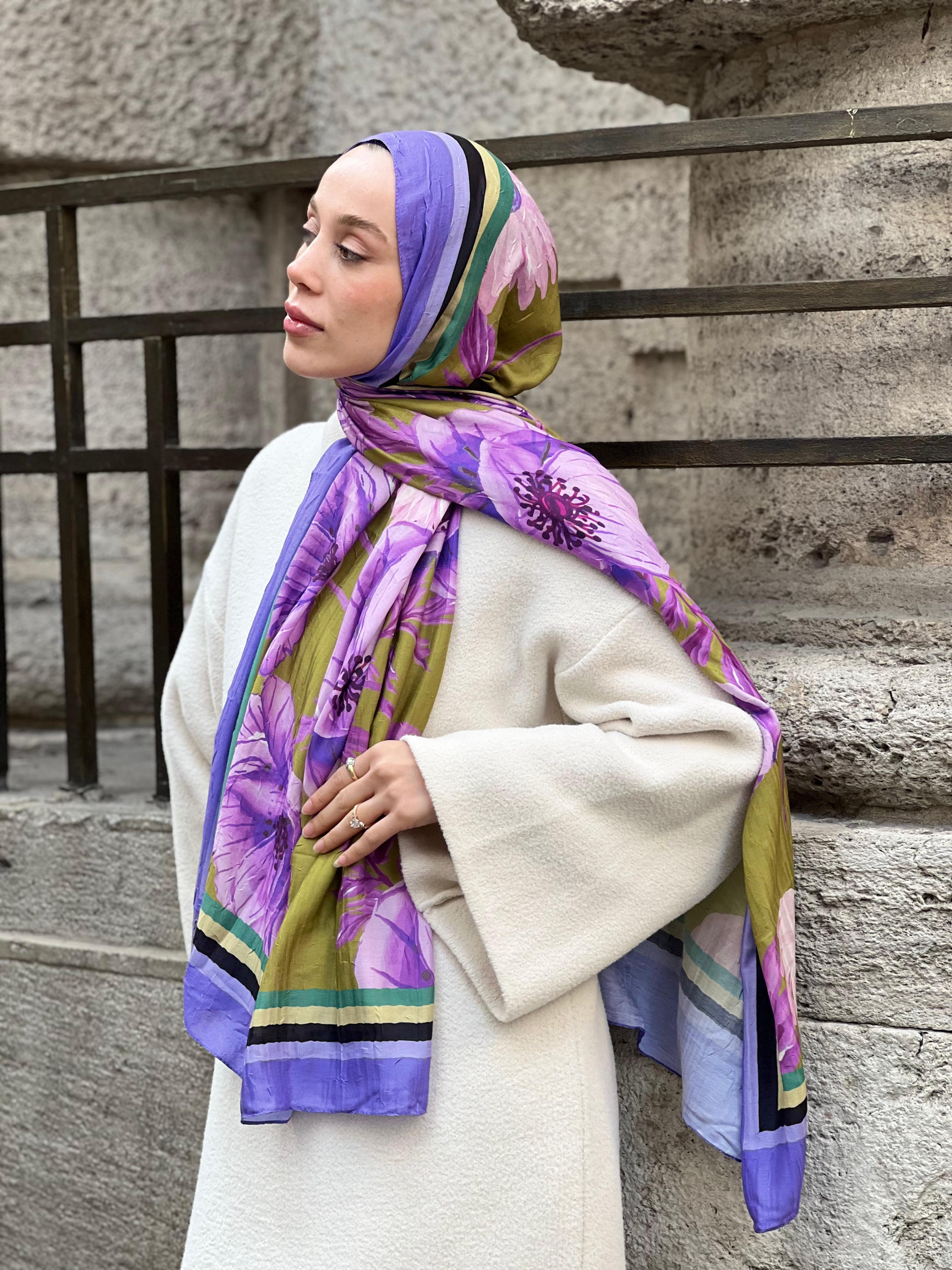 Margarit Pattern Bamboo Shawl - Lilac