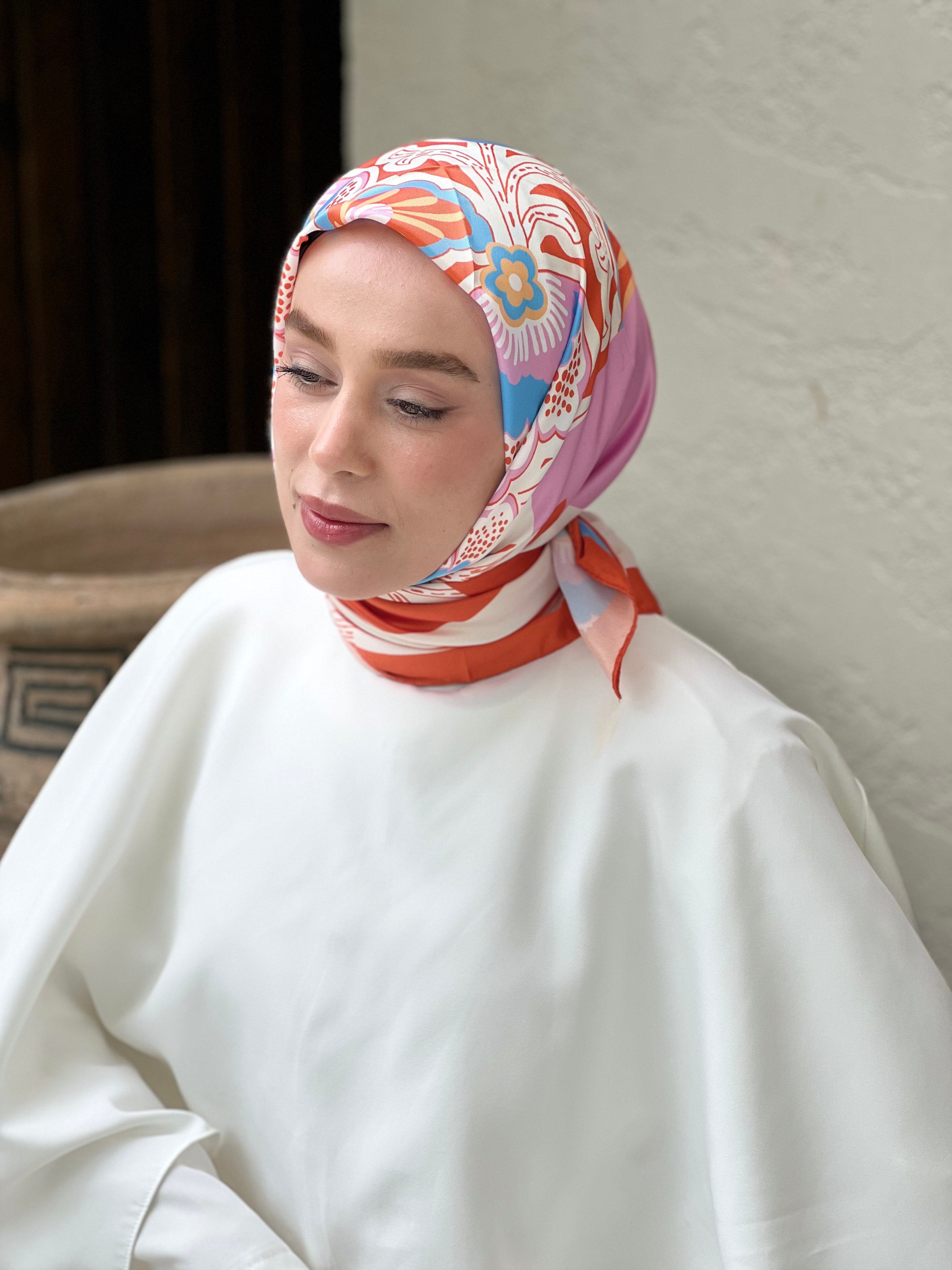 Sarmaşık Twill Eşarp - Turuncu